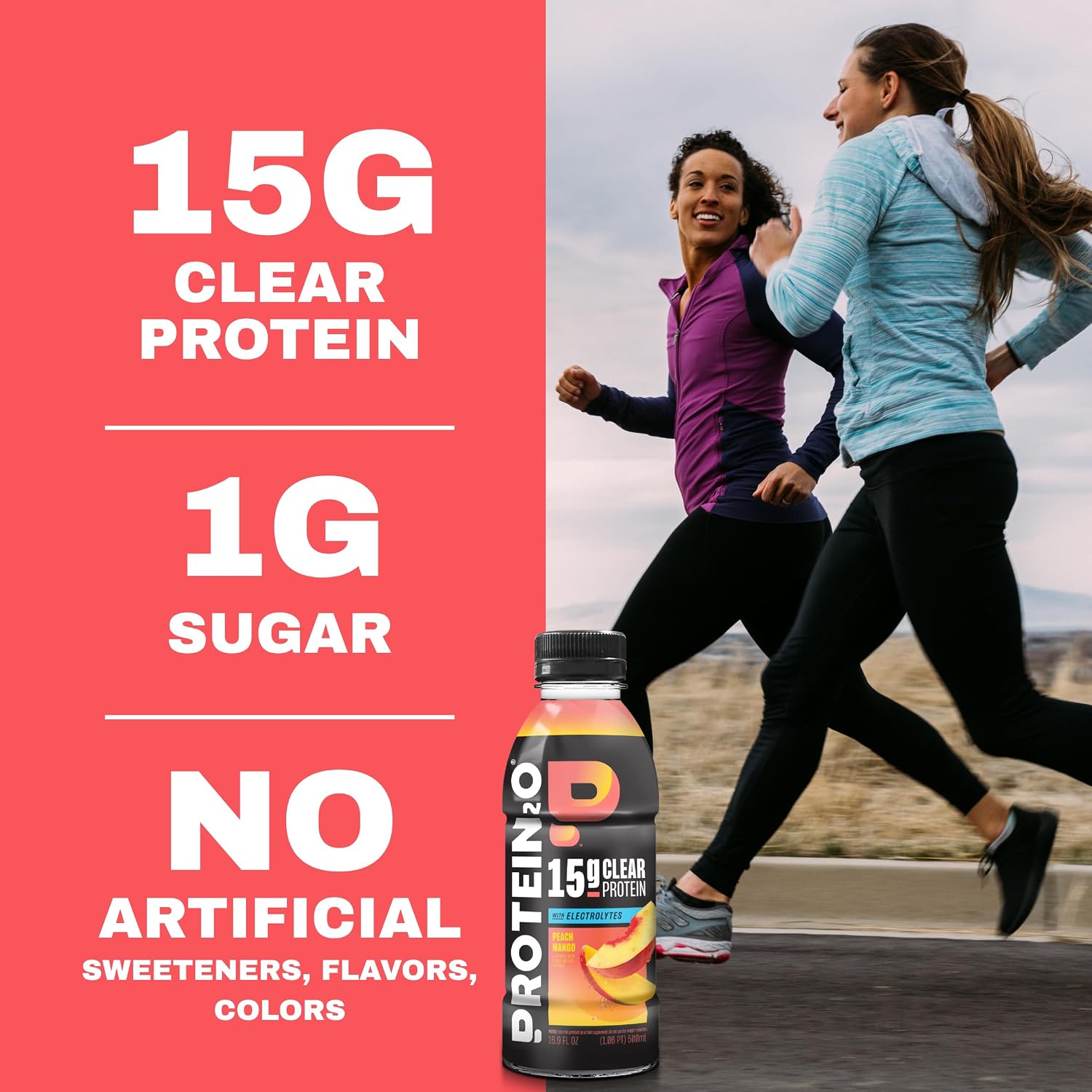 Protein2o 15g Whey Protein Infused Water, Peach Mango, 16.9 Oz Bottle (Pack of 12)