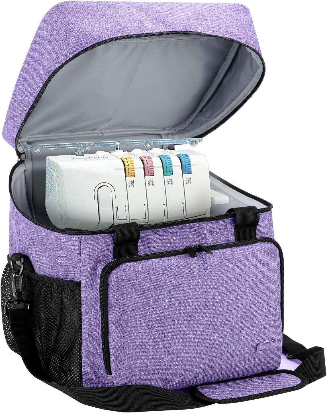 LUXJA Serger Machine Carrying Case with Bottom Wooden Board, Gray