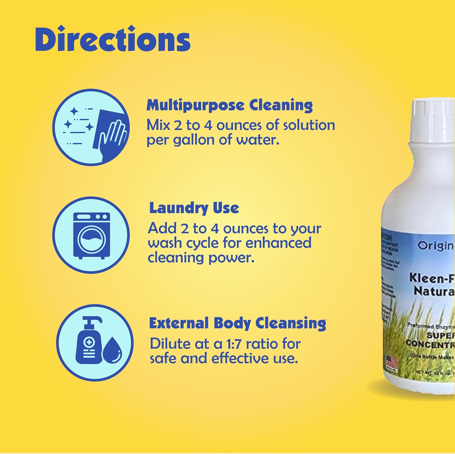 Naturally Preformed Enzyme Cleaner, Enzyme Solution, Multi-Purpose Cleaner, Laundry Additive and More - Concentrate - Original Scent - 128oz (1 Gallon)