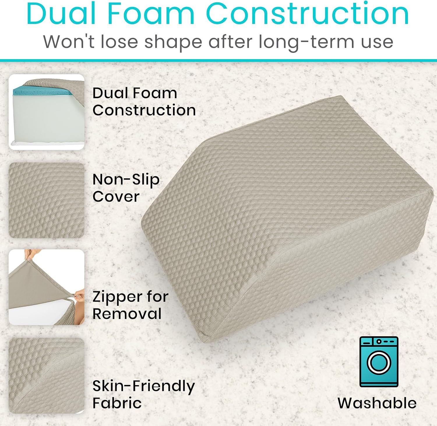 Xtra-Comfort Leg Elevation Pillow for Sleeping, Swelling, Post Surgery - Memory Foam Bed Wedge Pillow- Support Cushion for Pregnancy, Leg