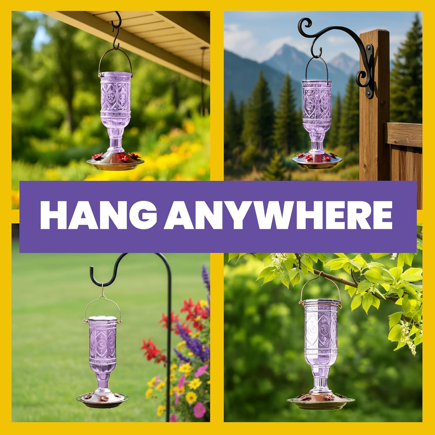 More Birds Red Jewel Hummingbird Feeder, Glass Bottle, 5 Feeding Ports and 20-Ounce Nectar Capacity (76IN)