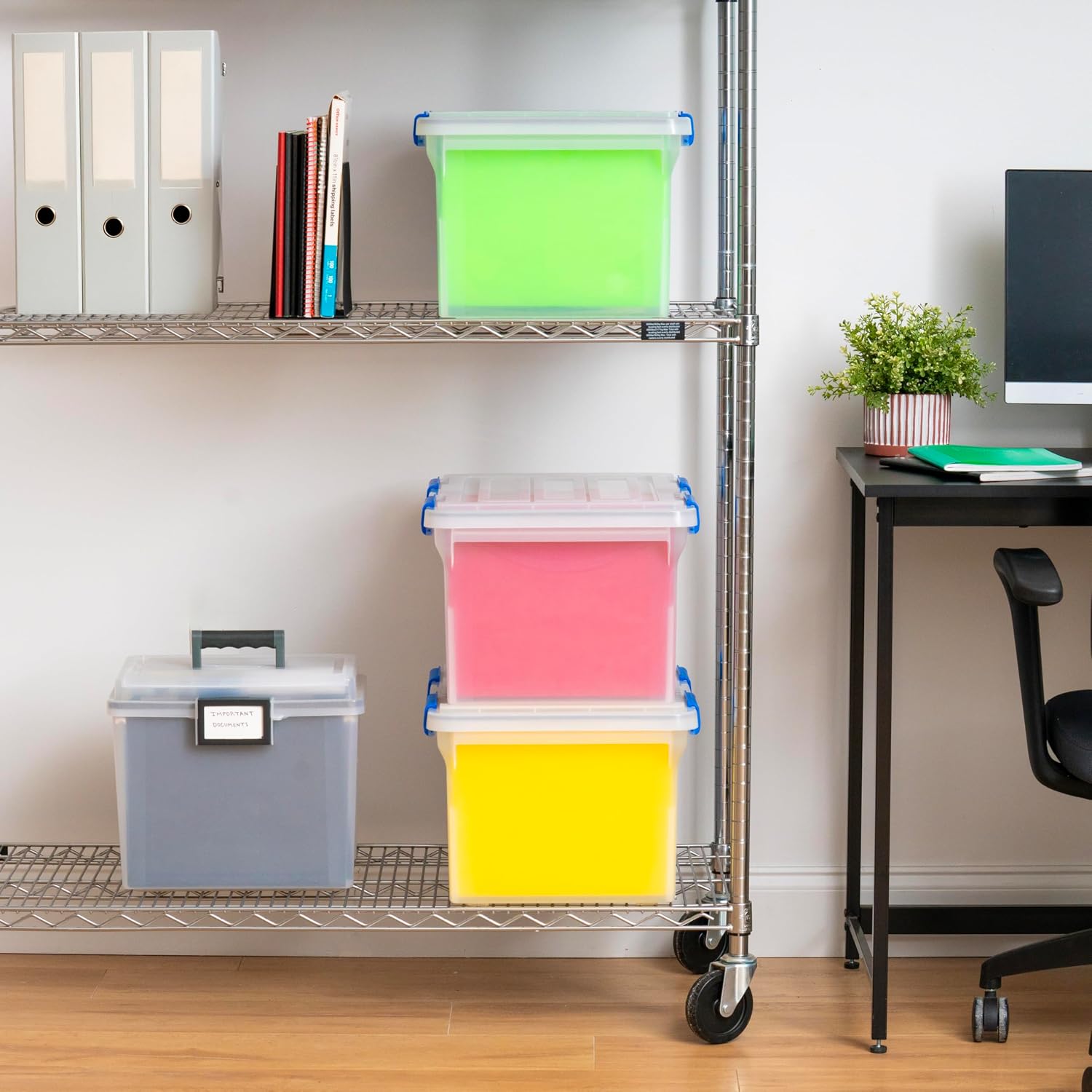 IRIS USA 5-Pack 44 Qt. Letter File Box with Hinged Lid, Clear | Protect important documents, letter and legal files with secure storage for home offices, moving, and long-term organization
