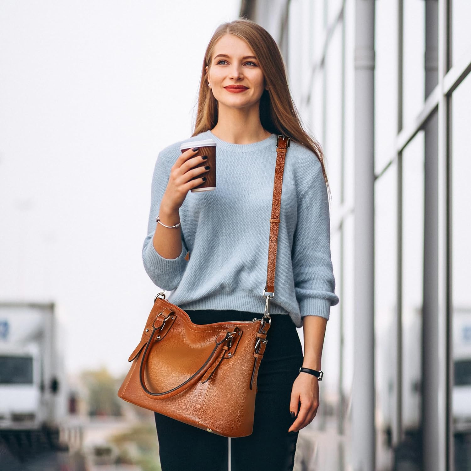 HESHE Leather Purses and Handbag for Women Shoulder Bag Tote Top Handle Bag | Genuine Designer Large Capcity Hobo Crossbody Satchel Travel Work Ladies Zippered Ladies Daily Bag Adjustable Long Strap
