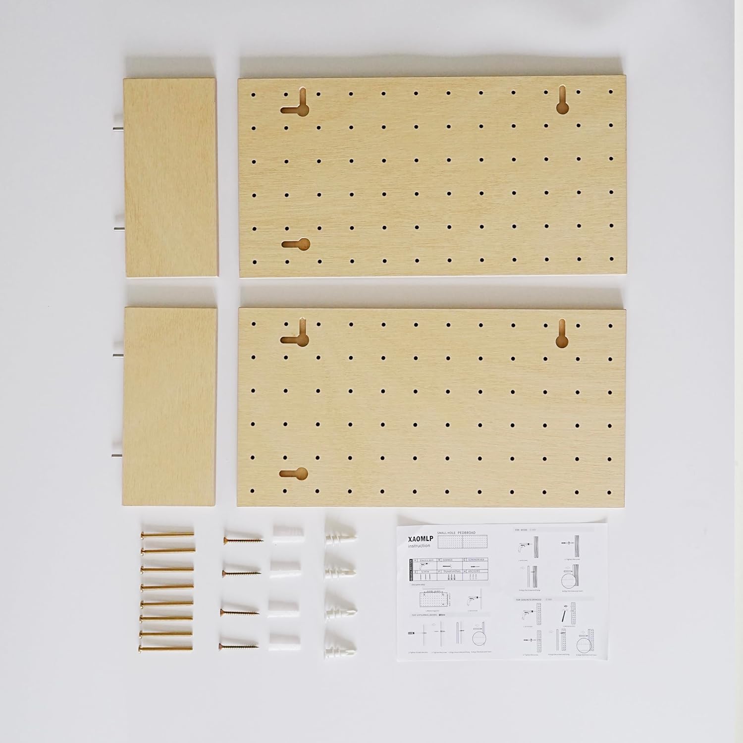 Wooden Pegboard Modular Display Organization Storage Wall Hooks Shelf(Color:Oak)