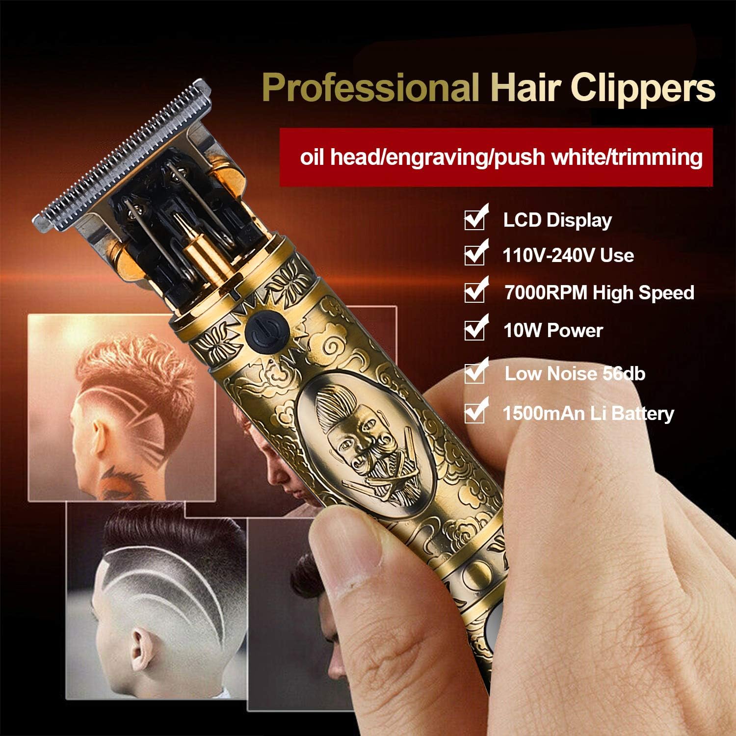 Suttik Hair Clippers for Men, Professional Hair & Beard Trimmer for Men, Mustache Trimmer T-Blade Hair Liner Edgers