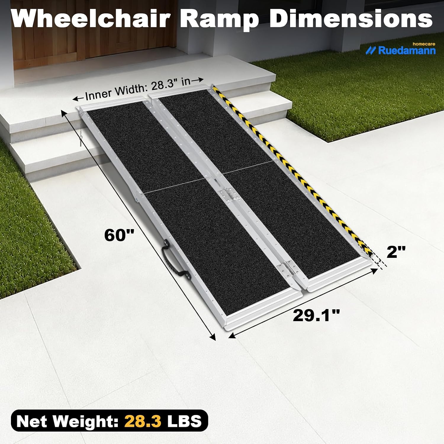 Ruedamann 2 FT Portable Wheelchair Ramp, 30" Wide