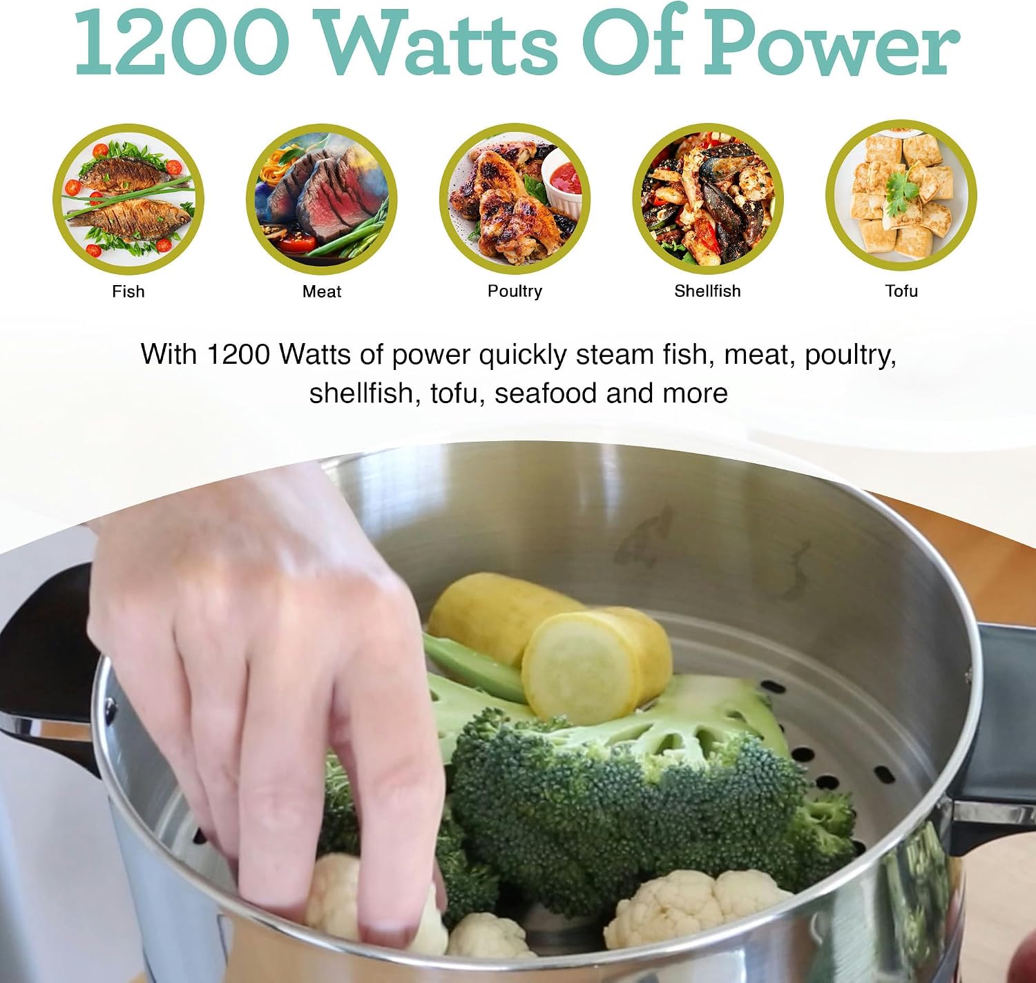 Euro Cuisine FS3200 Electric Food Steamer, Versatile Vegetable Steamer & Steam Cooker for Healthy Cooking, Ideal for Fish, Veggie, Meat, Easy Cleaning