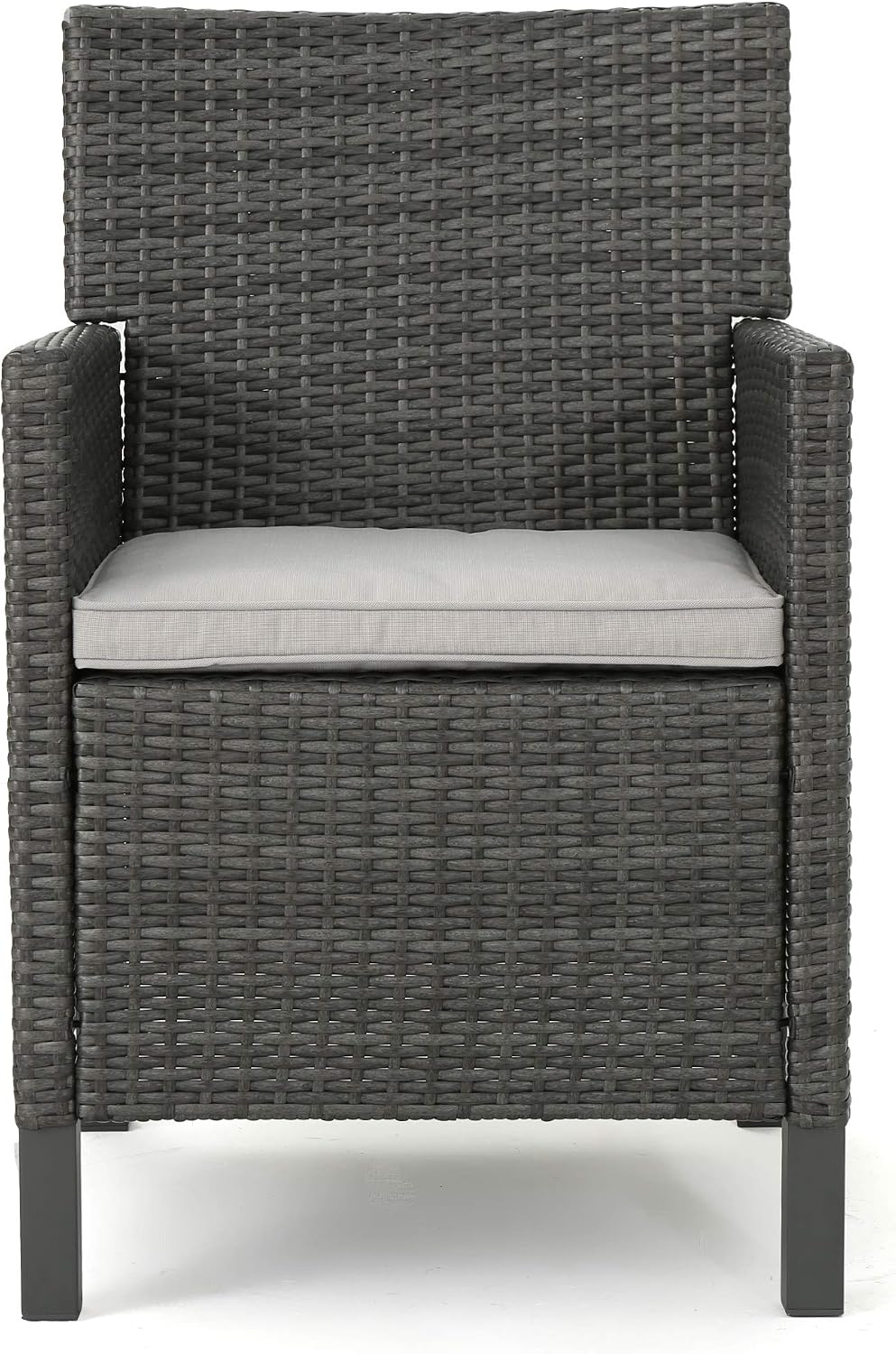 Christopher Knight Home Cypress Outdoor Wicker Dining Chairs with Water Resistant Cushions, 2-Pcs Set, Grey / Light Grey / Dark Grey
