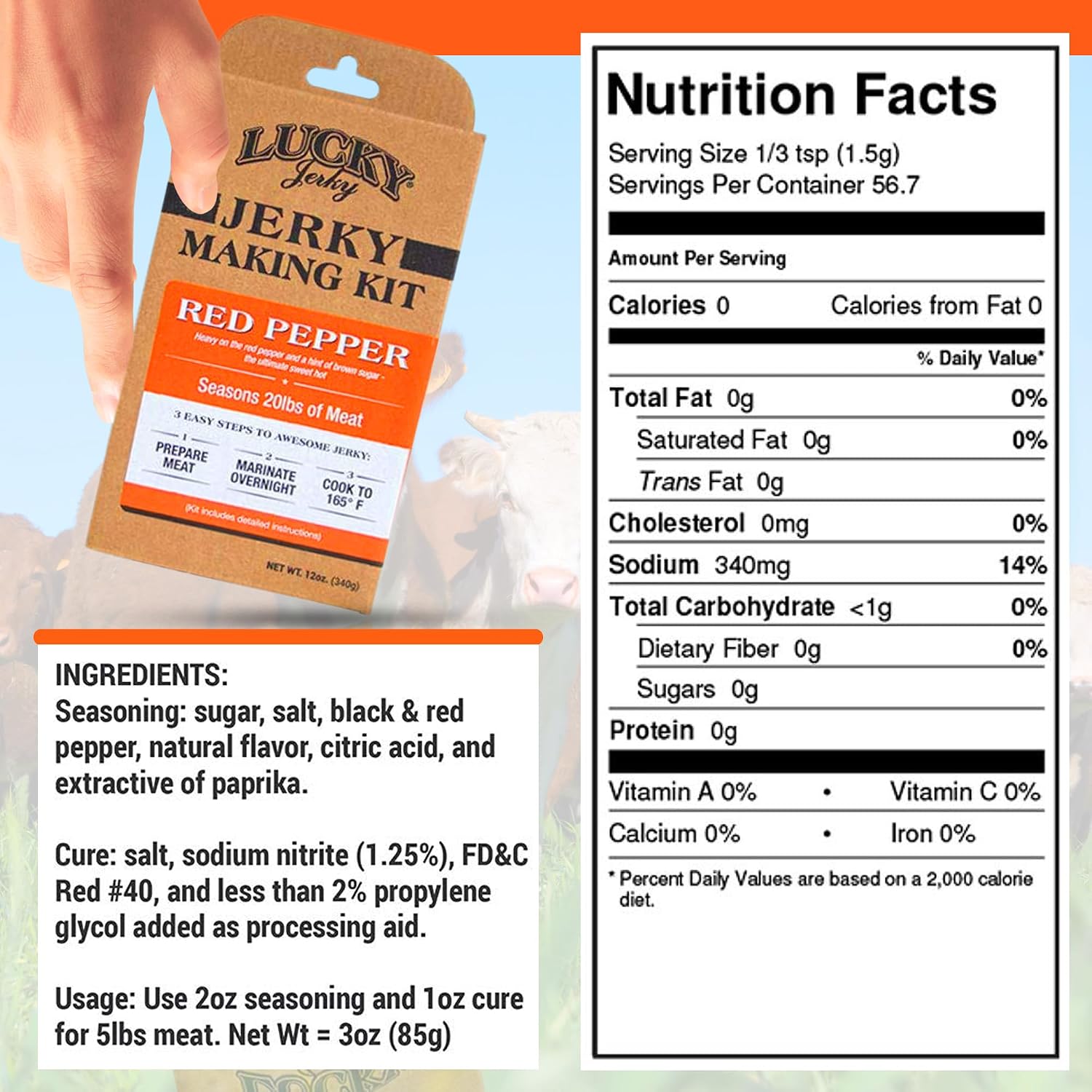 Lucky Jerky Ultimate Savory DIY Beef Jerky Seasoning and Cure Kit, 12 Oz | Make Your Own with Original, BBQ, Teriyaki, and Sweet & Spicy, Seasons 5 lbs per Flavor, 20 lbs Total