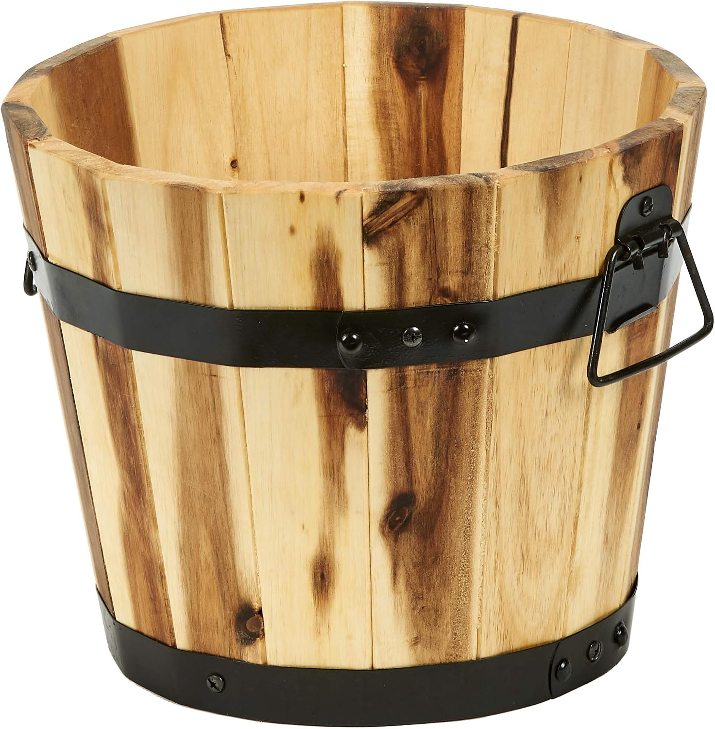 Wood Barrel Planter 11"X9" (2646A)