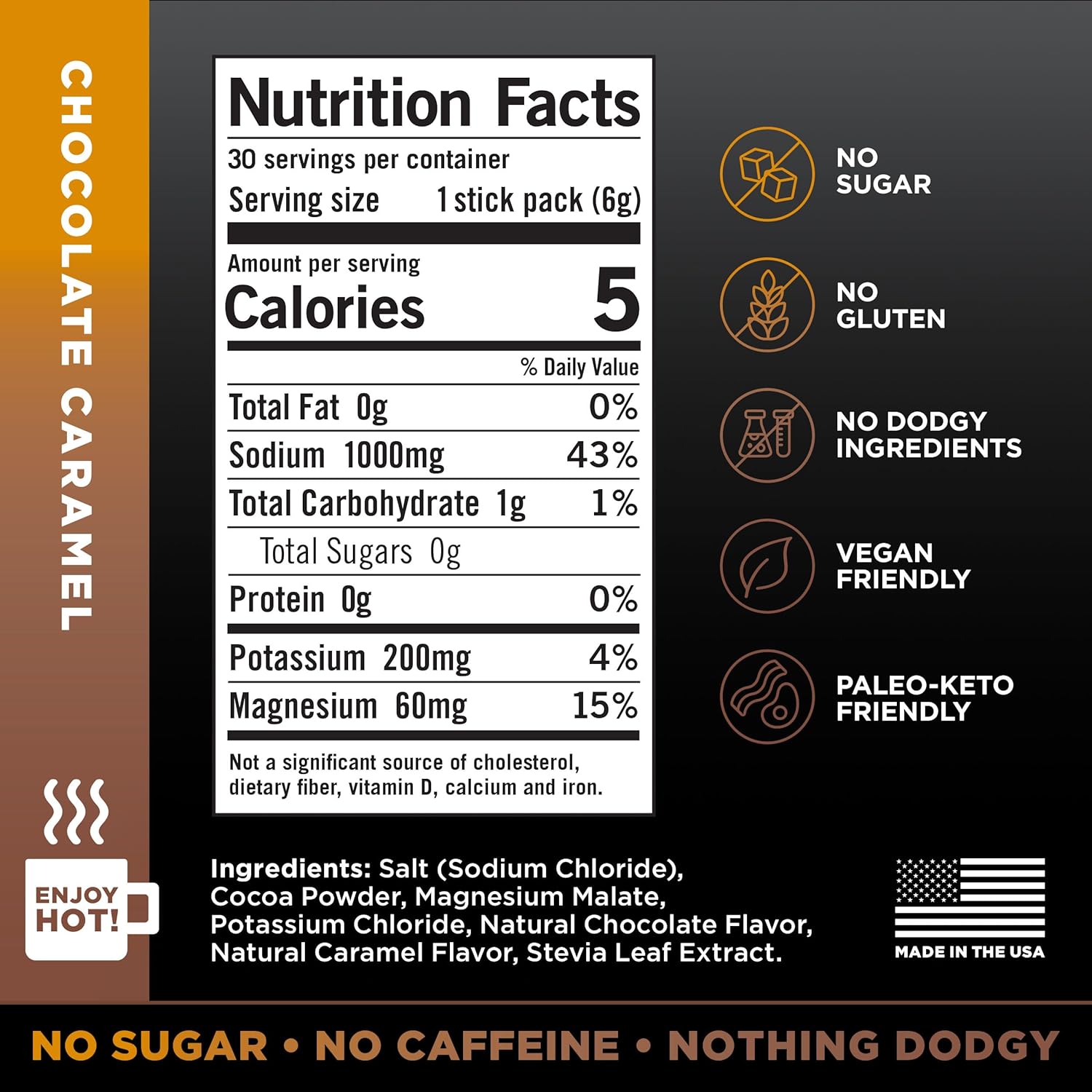 LMNT Zero Sugar Electrolytes - Chocolate Salt | Drink Mix | 30-Count