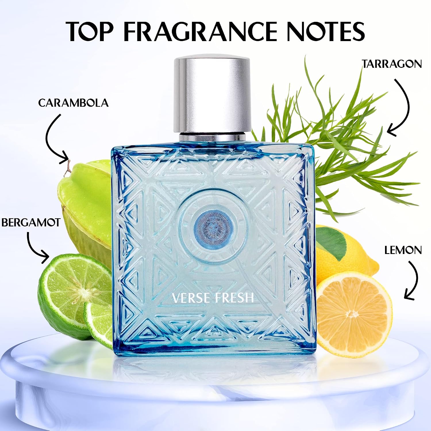 NovoGlow Verse Fresh for Men - 3.4 Fl Oz Eau De Parfum Spray for Men - Long Lasting Citrusy Floral & Woodsy Fragrance Smell Fresh All Day Long Gift