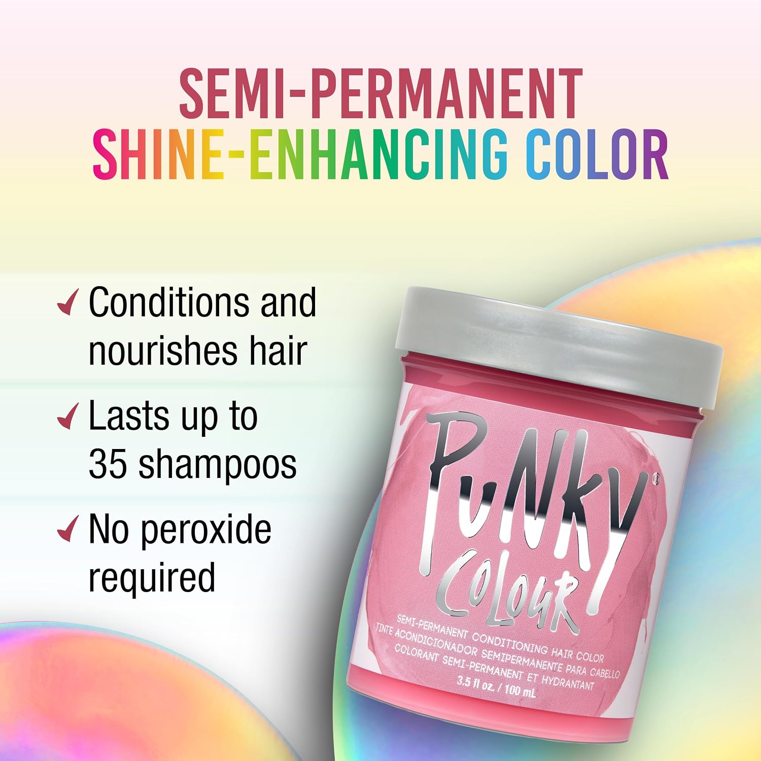 Punky Colour Flamingo Pink Semi Permanent Hair Color – Vibrant Pink Hair Dye, Vegan & Cruelty-Free Conditioning Formula, Lasts Up to 35 Washes, 3.5 fl oz