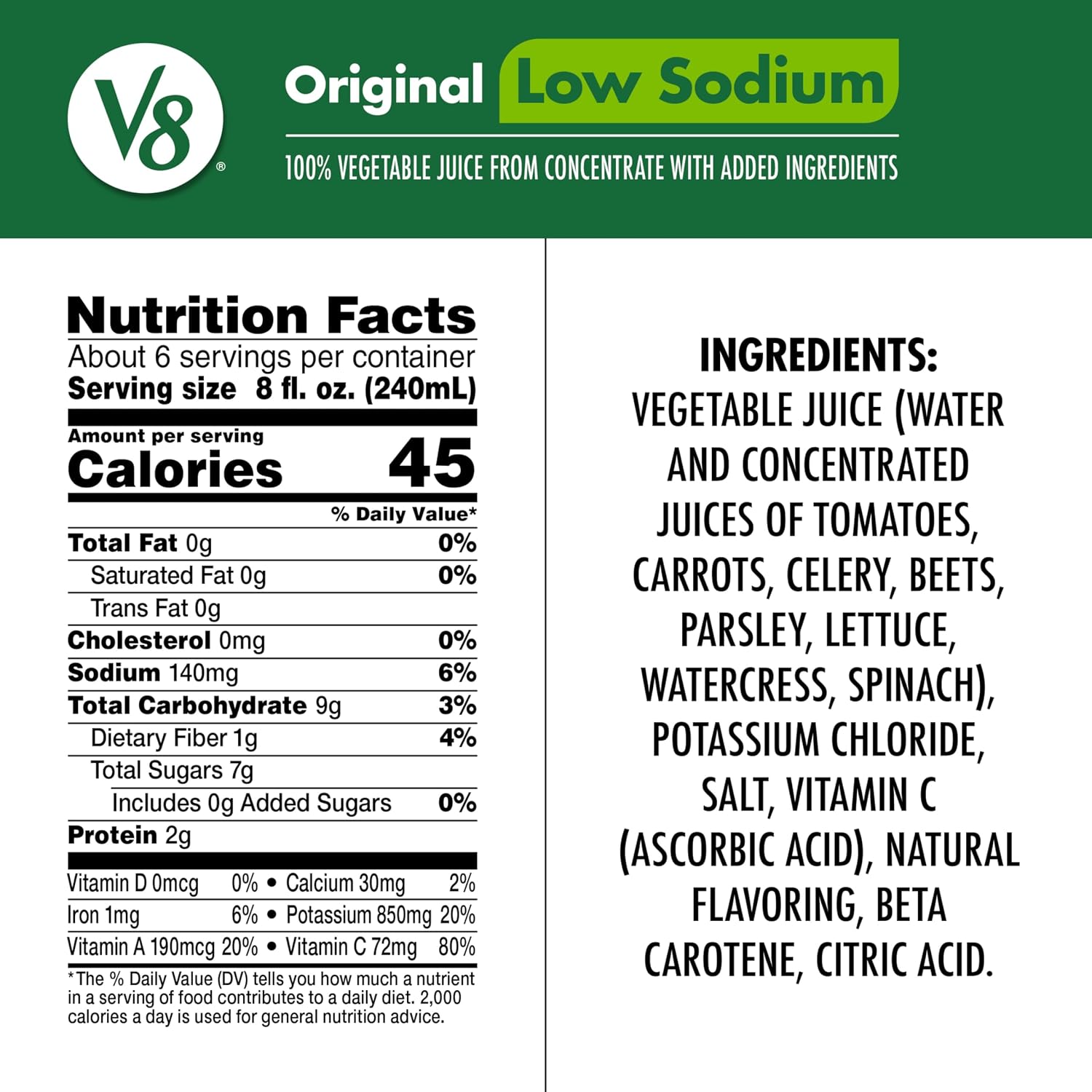 V8 Original 100% Vegetable Juice, 12 fl oz Bottle (12 Pack)