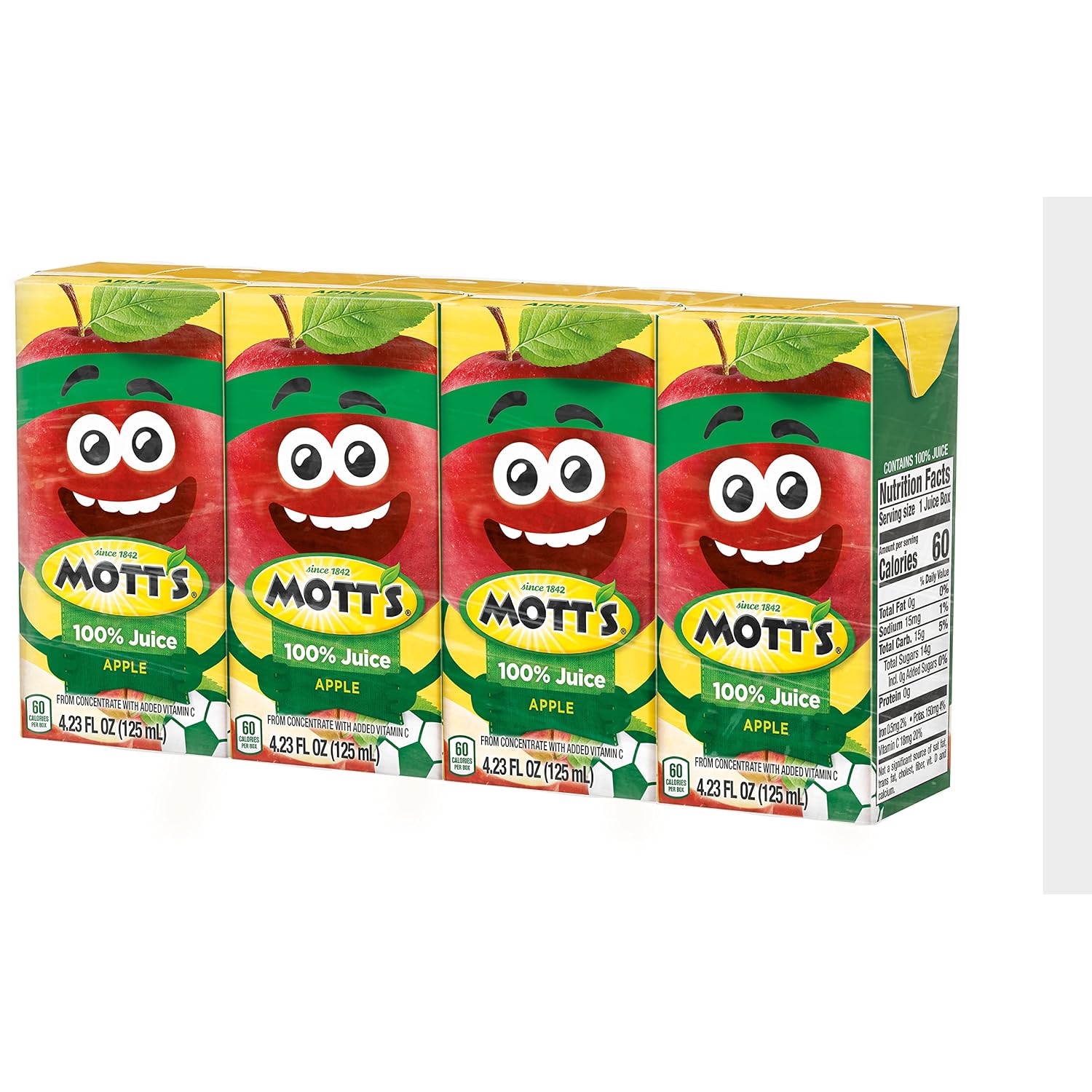 Mott's 100% Original Apple Juice, 6.75 Fl Oz Boxes, 32 Count (4 Packs Of 8), 2 Servings Of Fruit, 100% Fruit Juice, Gluten-free, Caffeine-free, Kosher, Contains No Artificial Colors Or Sweeteners