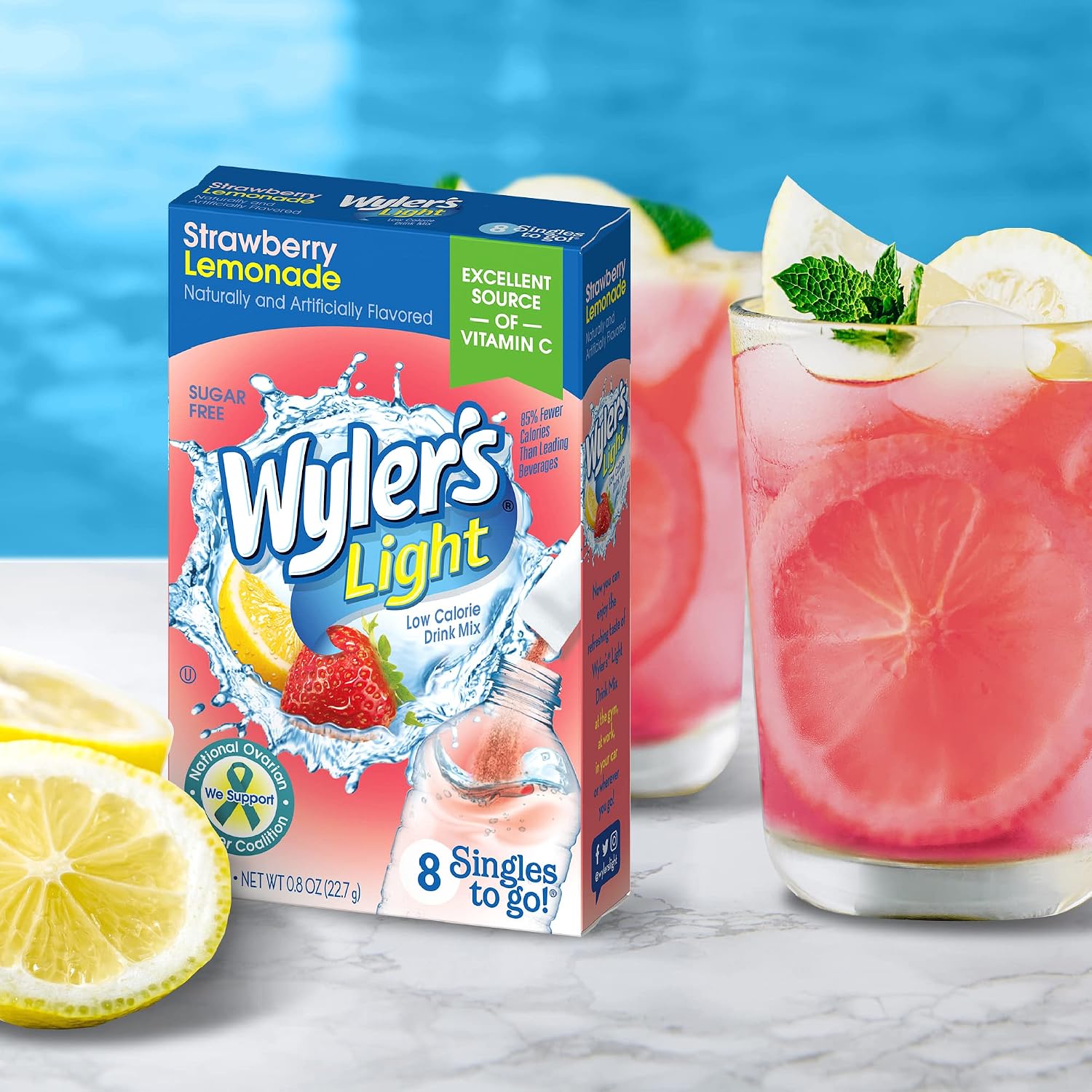 Wyler’s Light Singles To Go Drink Mix, Cherry Limeade, 8 Count (Pack of 3)
