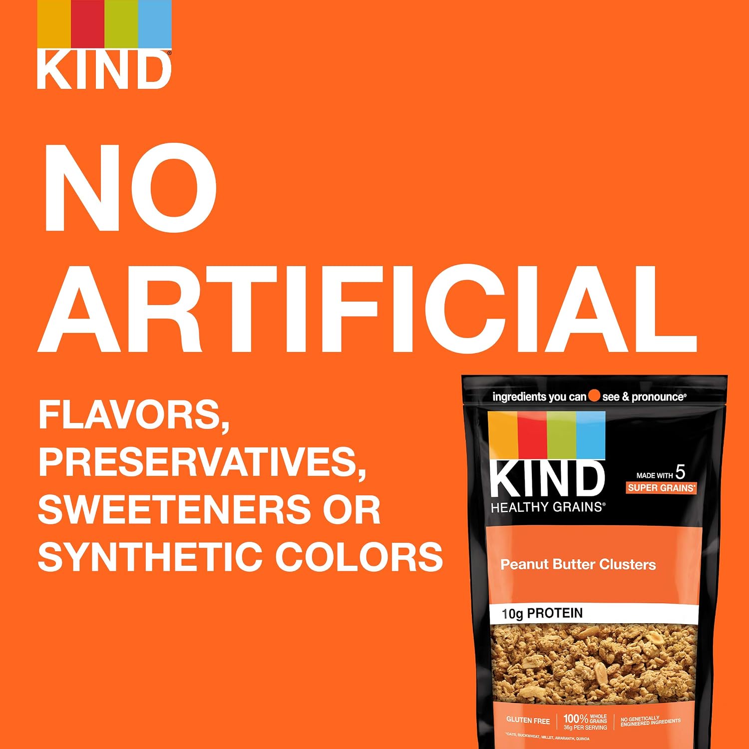 Kind Healthy Grains Granola, Peanut Butter Clusters, Gluten Free, Healthy Snack Mix, 10g Protein, 11oz, 3 Count