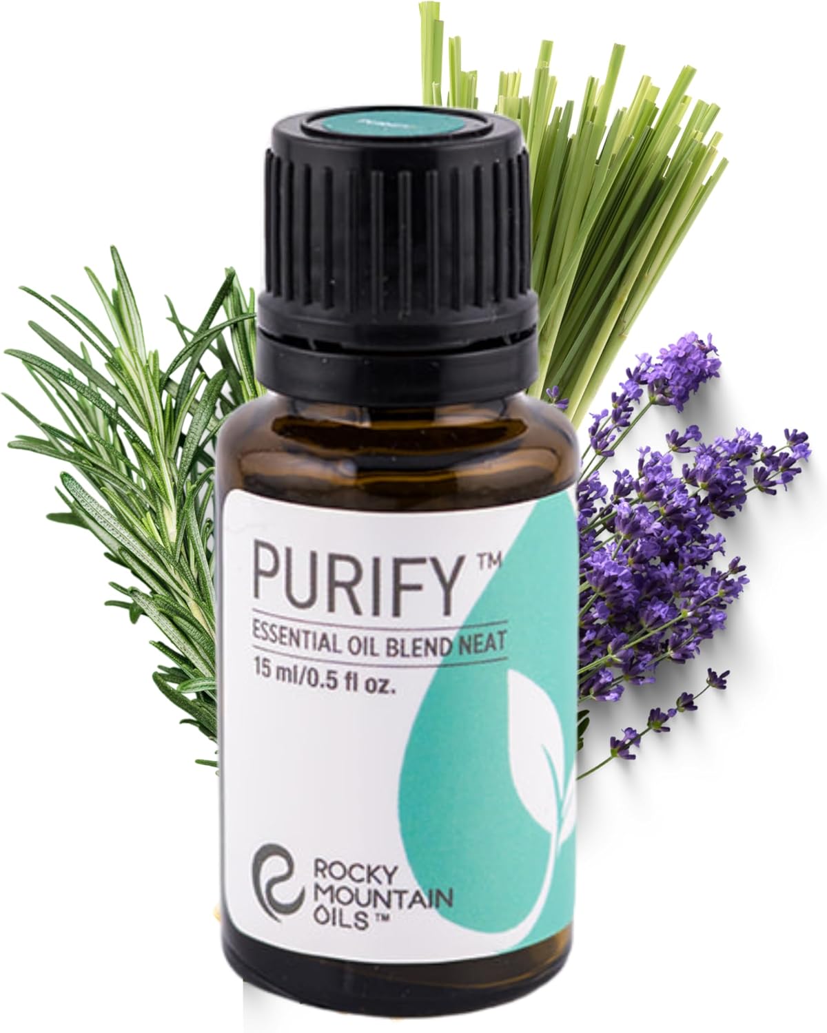 Rocky Mountain Oils Purify Essential Oil Blend 15ml - Organic, 100% Pure Blend with Lemongrass, Rosemary, Lavender, Myrtle, Citronella