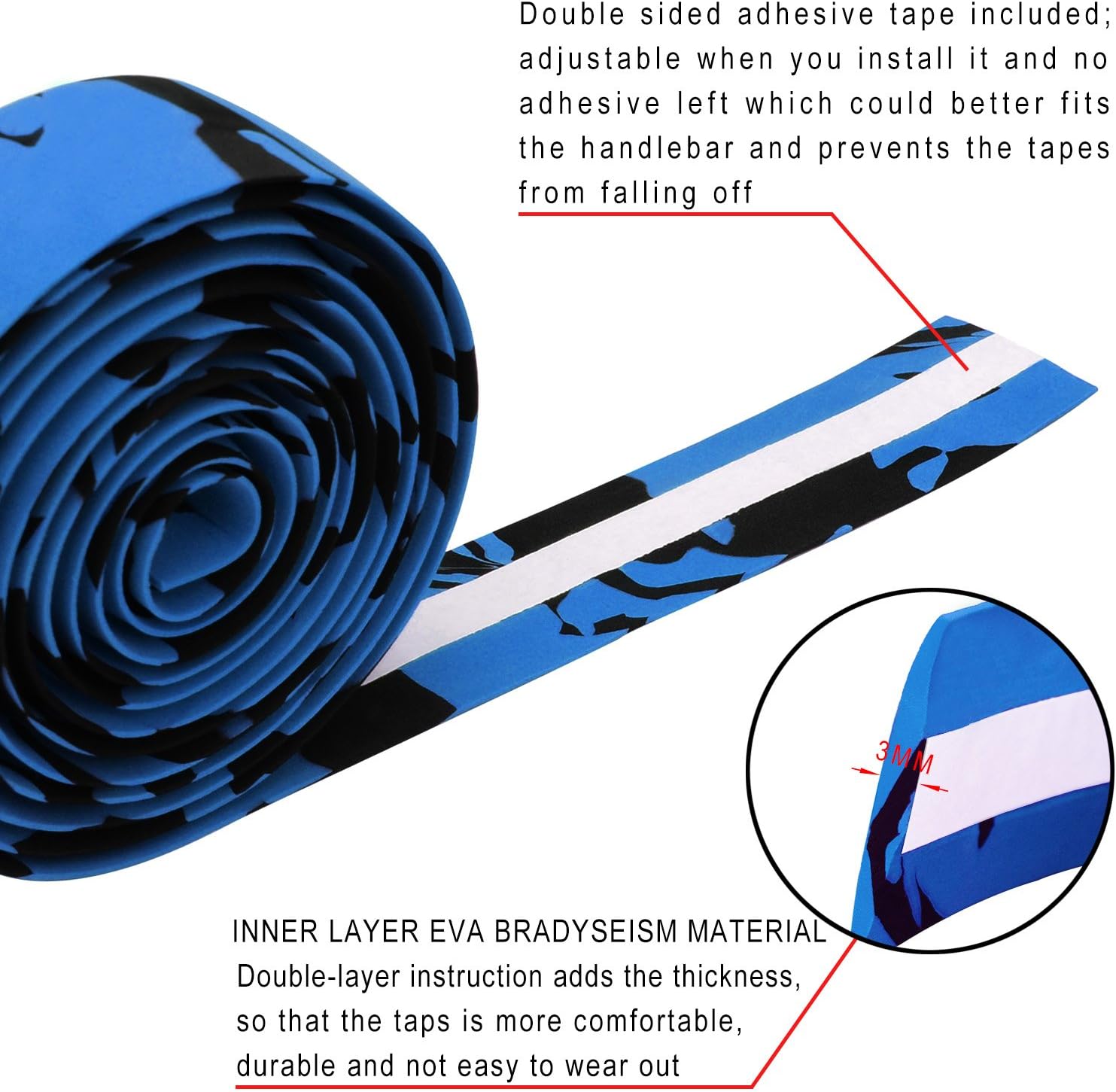 TOPCABIN Comfort Gel Road Bike EVA Handlebar Tape Bike Bar Tape Camouflage Series Tape with Reflective Bar Plugs