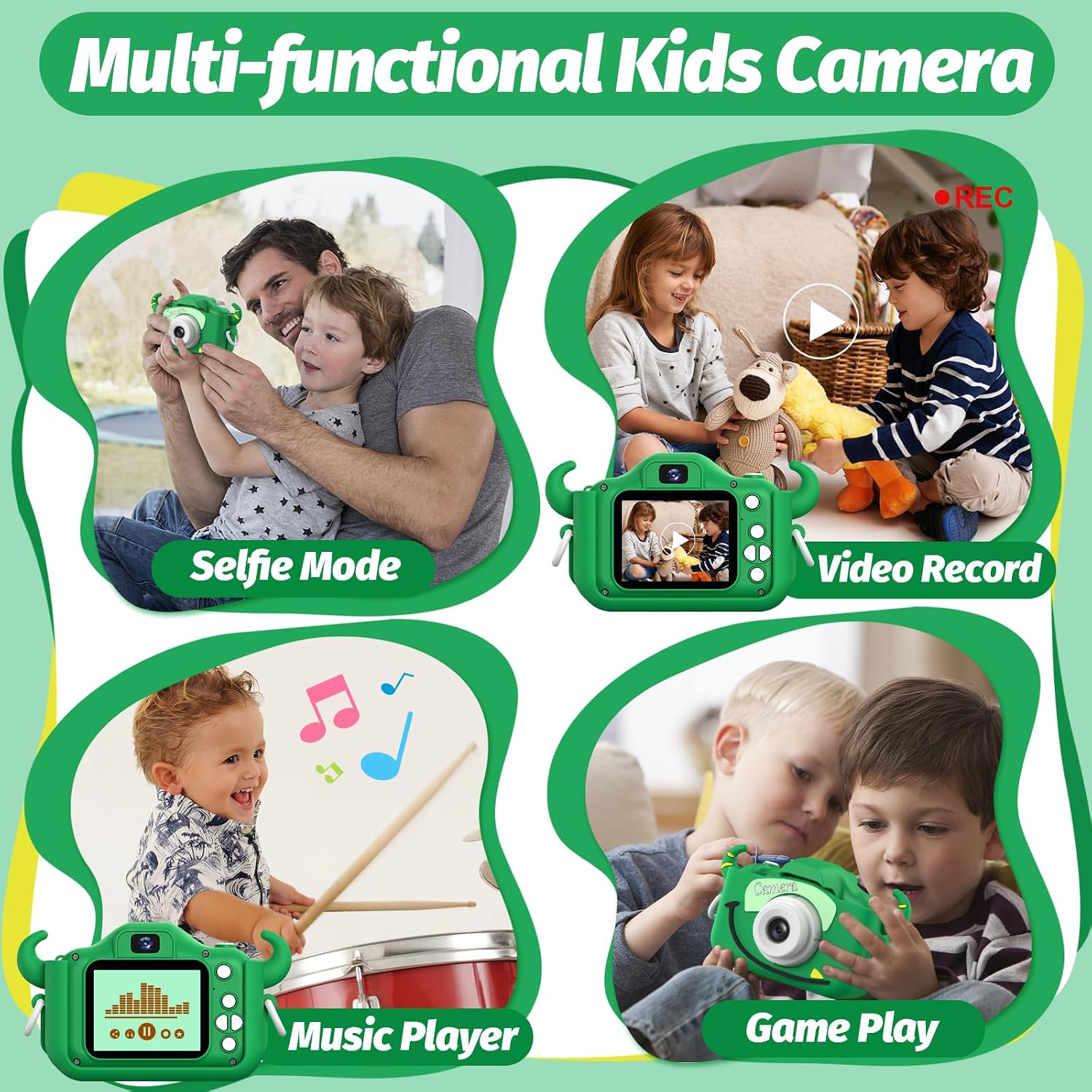 Goopow Kids Camera Toys for 3-8 Year Old Girls Boys,Children Digital Video Camcorder Camera with Cartoon Soft Cover, Best Chritmas Birthday Festival Gift for Kids