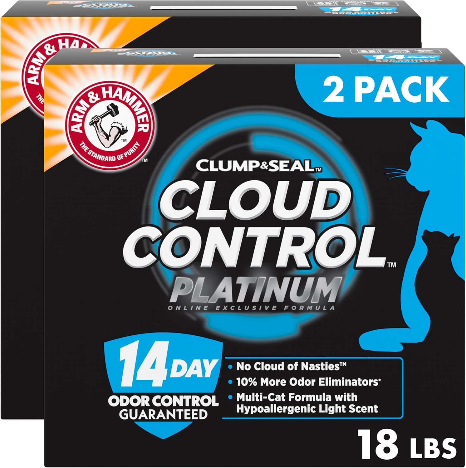 ARM & HAMMER Slide Platinum Easy Clean-Up Clumping Cat Litter, 18 lbs
