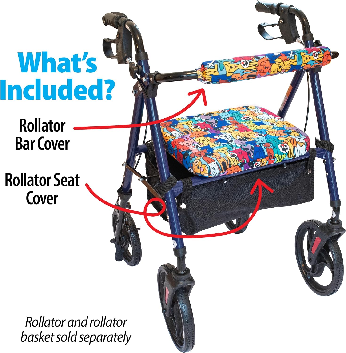 Top Glides Playful Purple Universal Rollator Walker Seat and Backrest Covers (Purple)