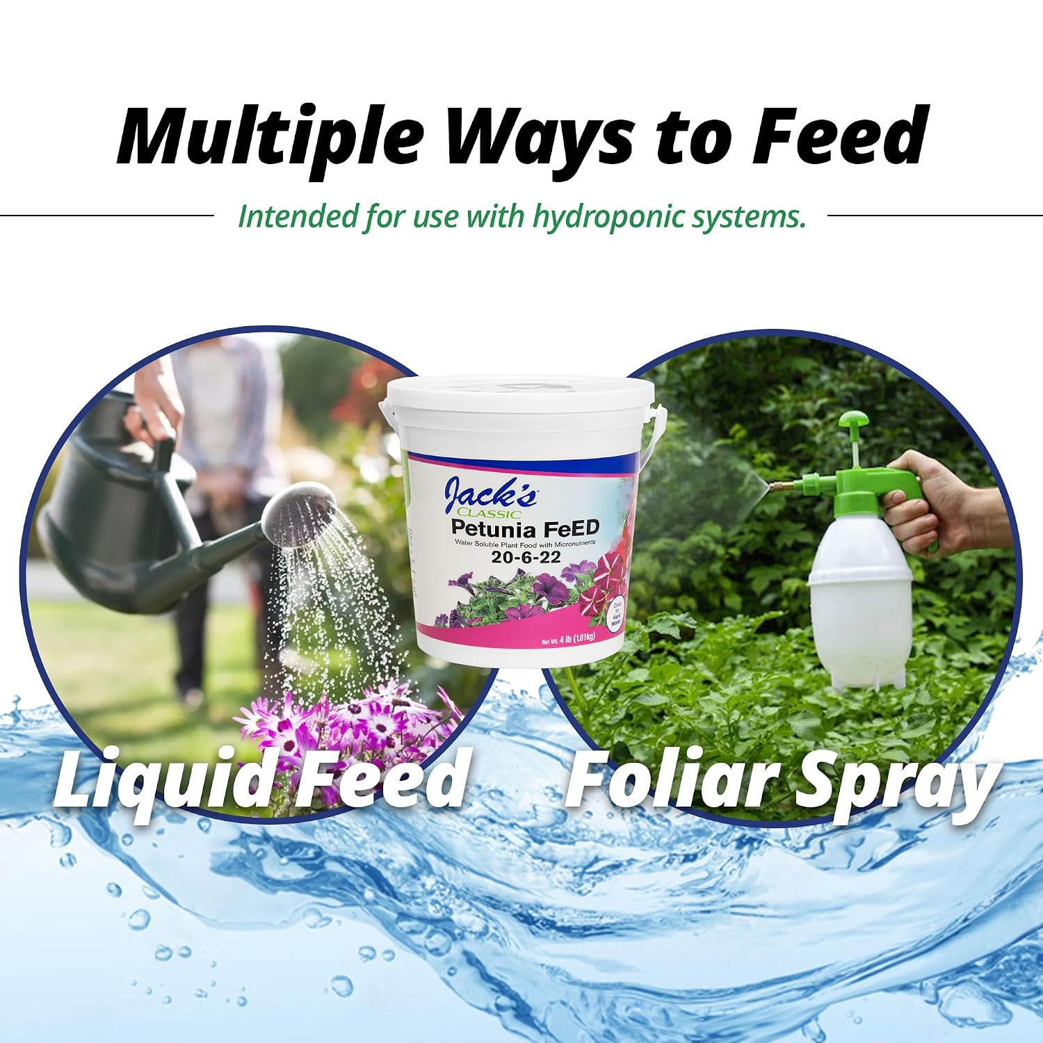 Jack's Classic 20-6-22 Petunia Feed Water-Soluble Fertilizer, 4lb | Powdered, Targeted Micronutrient Package, Promotes Lush Green Iron-Loving Plants and Annuals, Liquid Root & Foliage Feeding