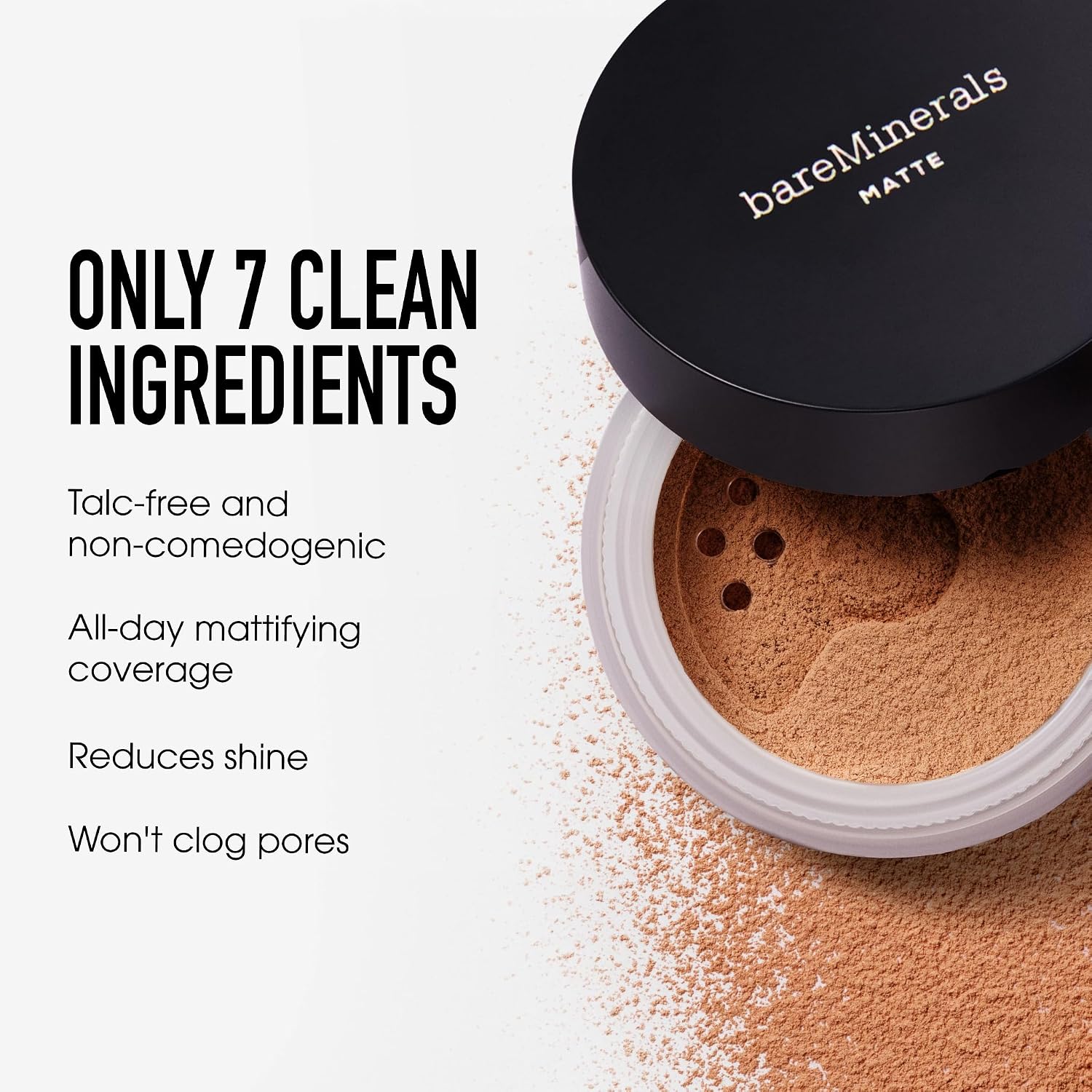 bareMinerals Original Matte Loose Powder Foundation SPF 15, Clean Mineral Powder Face Makeup, Sheer-to-Full Coverage, Reduces Shine, Dermatologist-Tested, Skin-improving Makeup For Sensitive Skin