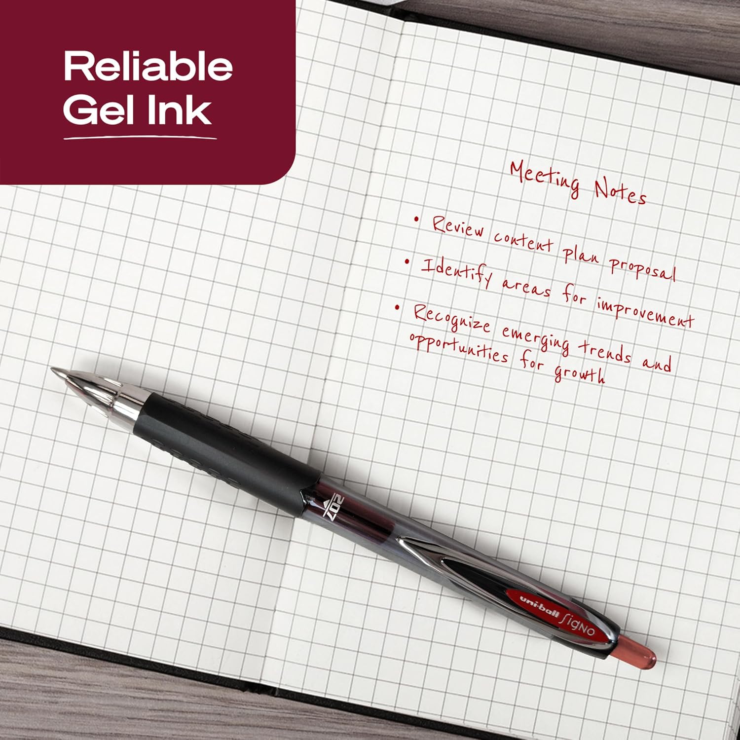uniball™ 207 Gel Pens, Black Ink, 0.7mm Medium Point, Retractable, 12 Count | Smooth Writing, Fraud-Resistant, uni Super Ink™