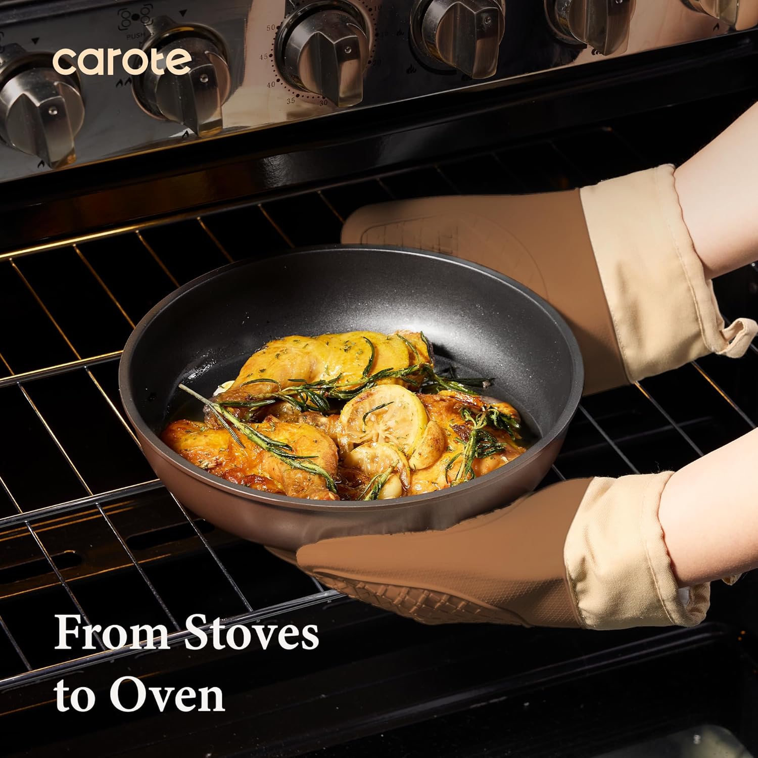 CAROTE 21pcs Pots and Pans Set, Nonstick Cookware Set Detachable Handle, Induction Kitchen Cookware Sets Non Stick with Removable Handle