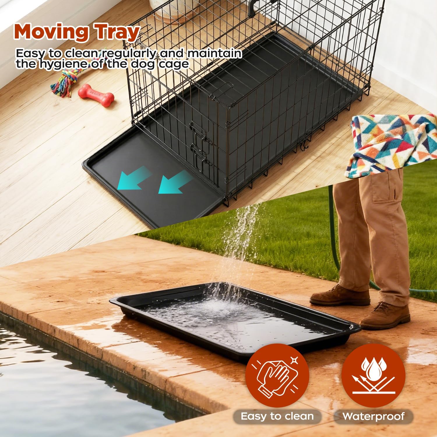 BestPet | Dog Crate | 48" | Black | Foldable Metal Kennel with Double Doors