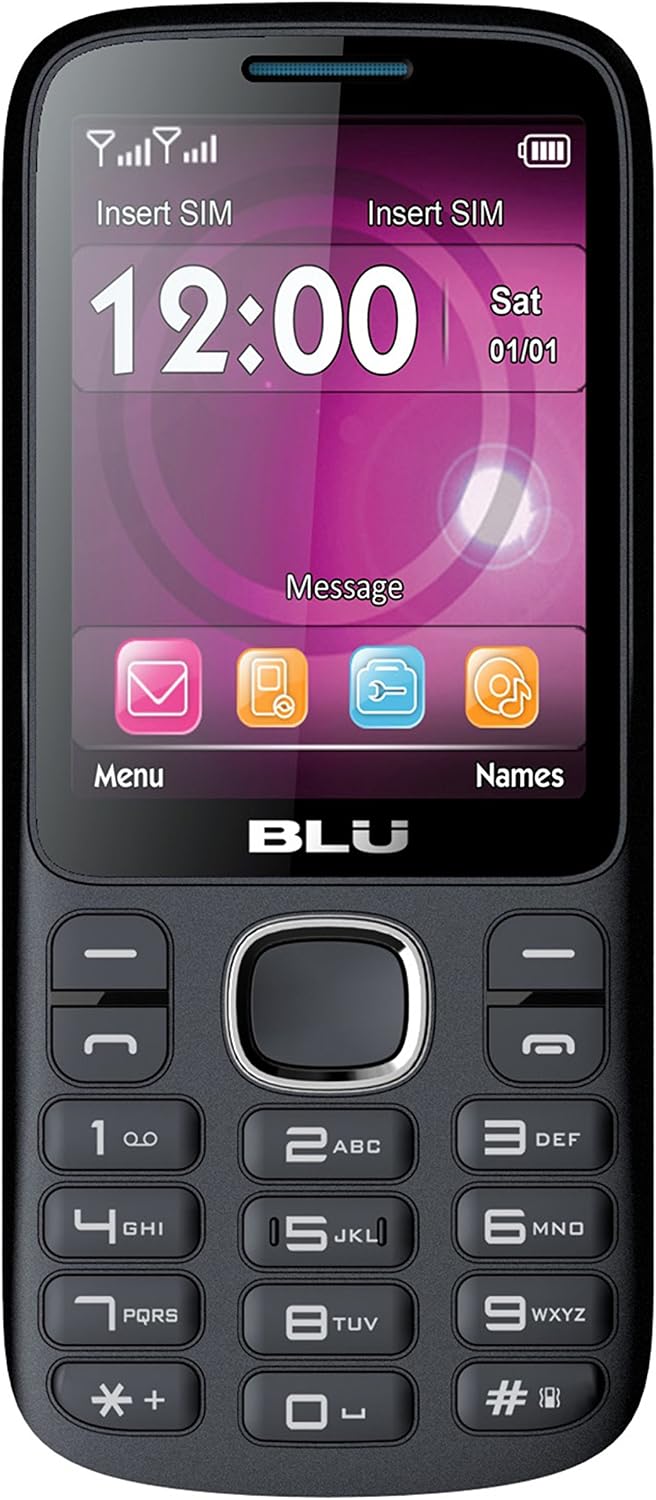 BLU T276T Black Blue Jenny TV 2.8 Unlocked GSM Dual-SIM Cell Phone w/ 1.3MP Camera - Unlocked Cell Phones - Retail Packaging - Black Blue