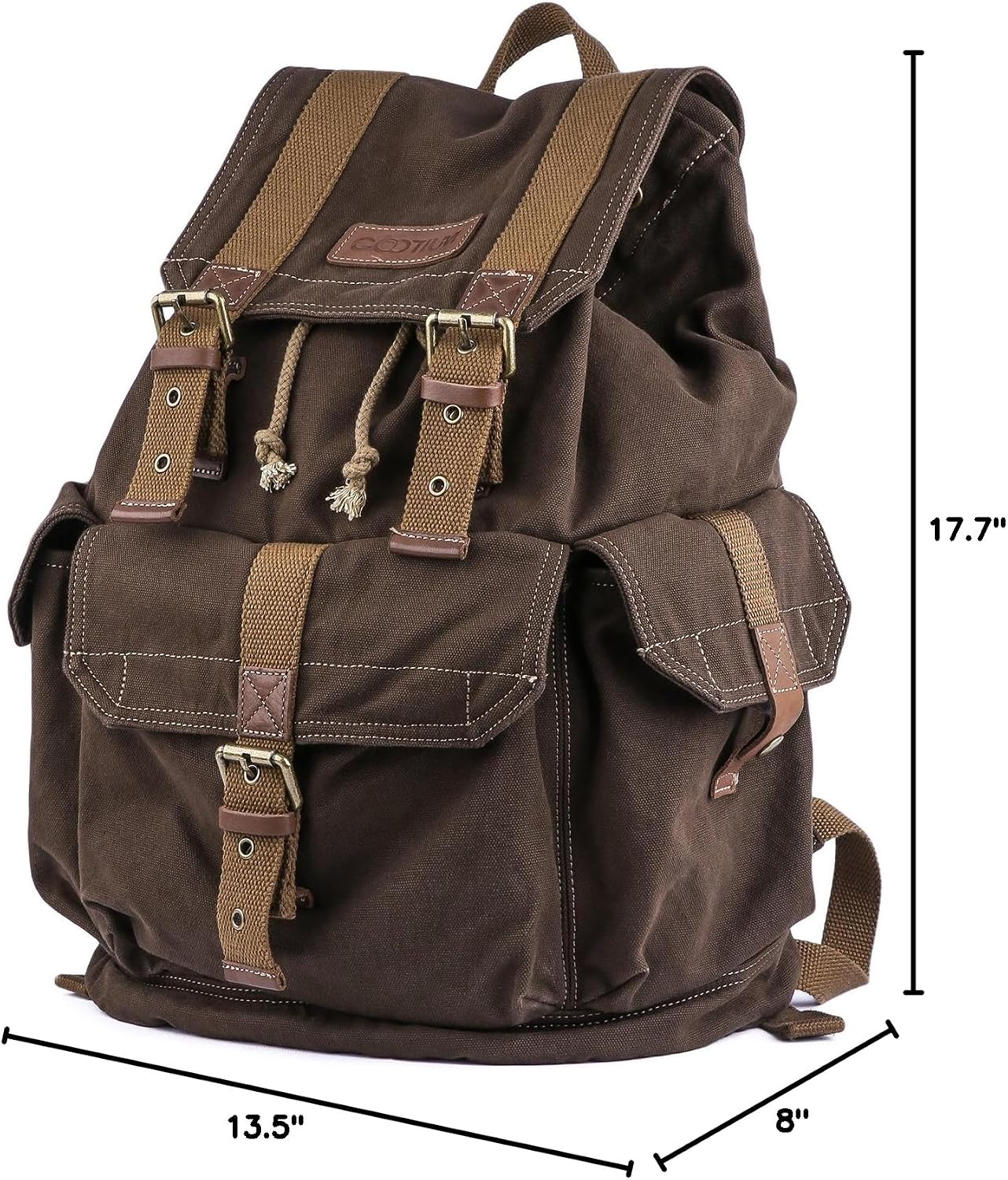 GOOTIUM 21101AMG Specially High Density Thick Canvas Backpack Rucksack, Field Tan, Large