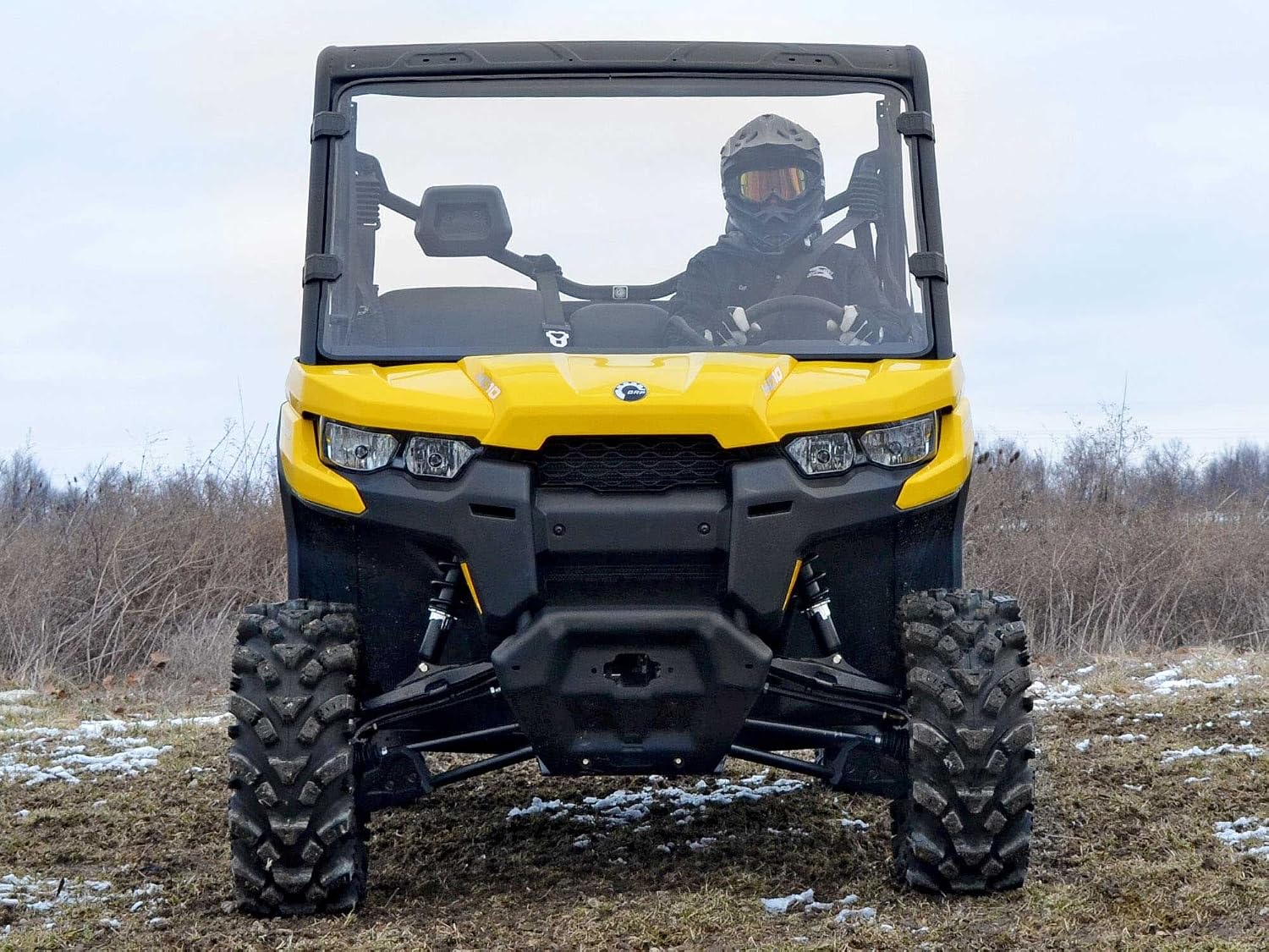 SuperATV Scratch Resistant Full Windshield for Can Am Defender HD5 /HD8 / HD10/ MAX (See Fitment)|Hard Coated for Extreme Durability|1/4" Thick