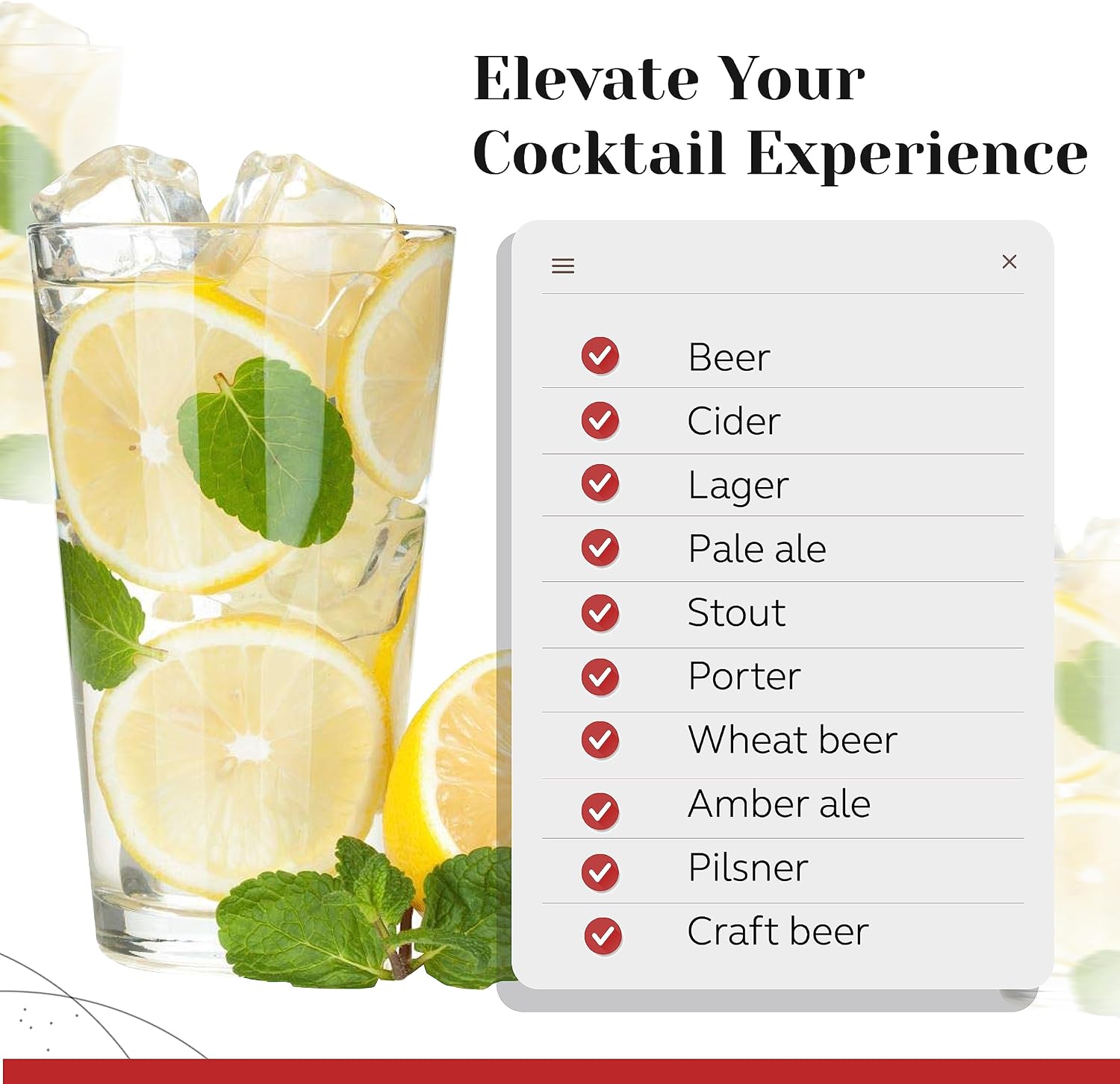 Pint Glasses Set of 6 - 16 oz Drinking Glasses Made for Cold Beverages - 16 oz Mixing Glass & Highball Set of 6 for Homes