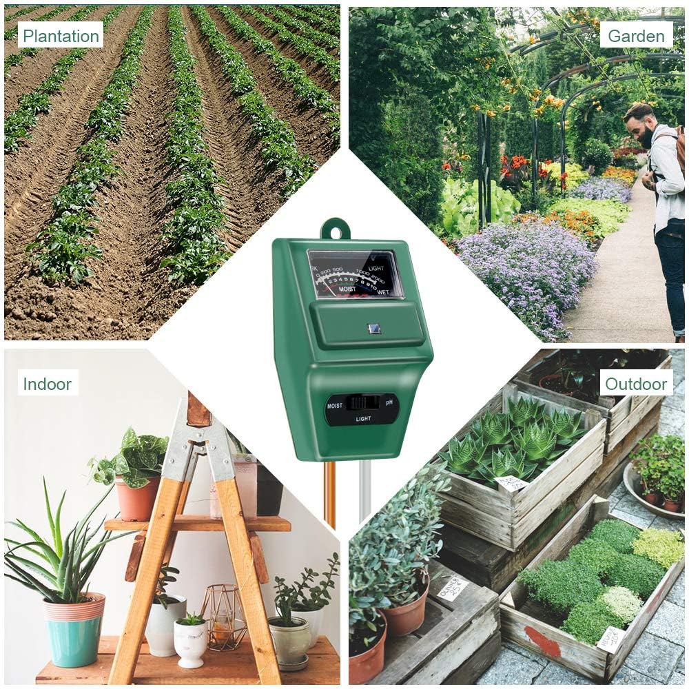 SONKIR Soil pH Meter, MS02 3-in-1 Soil Moisture/Light/pH Tester Gardening Tool Kits for Plant Care, Great for Garden, Lawn, Farm