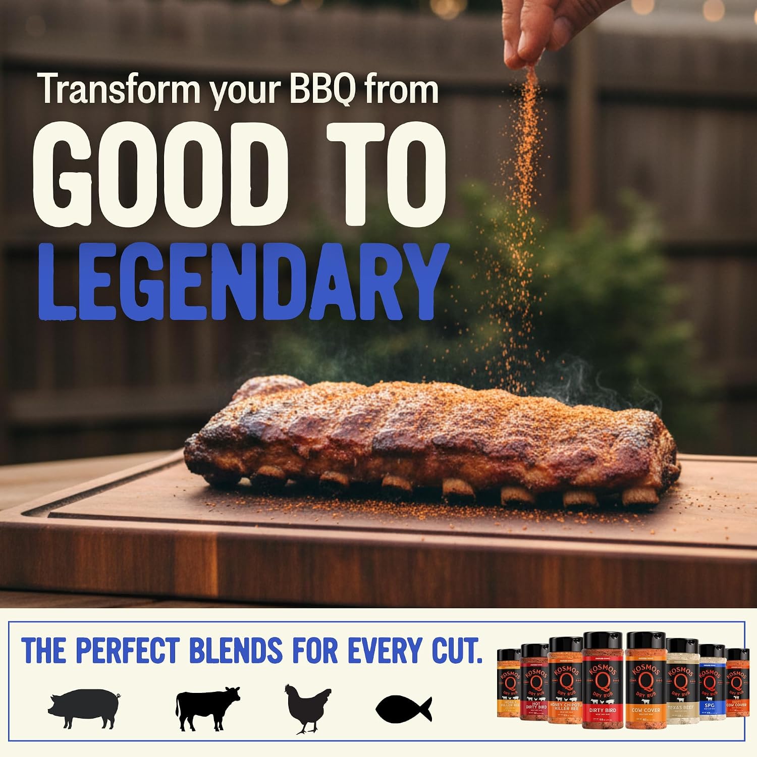 Kosmos Q SPG BBQ Dry Rub, Bold Salt Pepper Garlic Blend with Organic Cane Sugar, BBQ Seasoning for Brisket, Chicken, Steak, Ribs, Pork