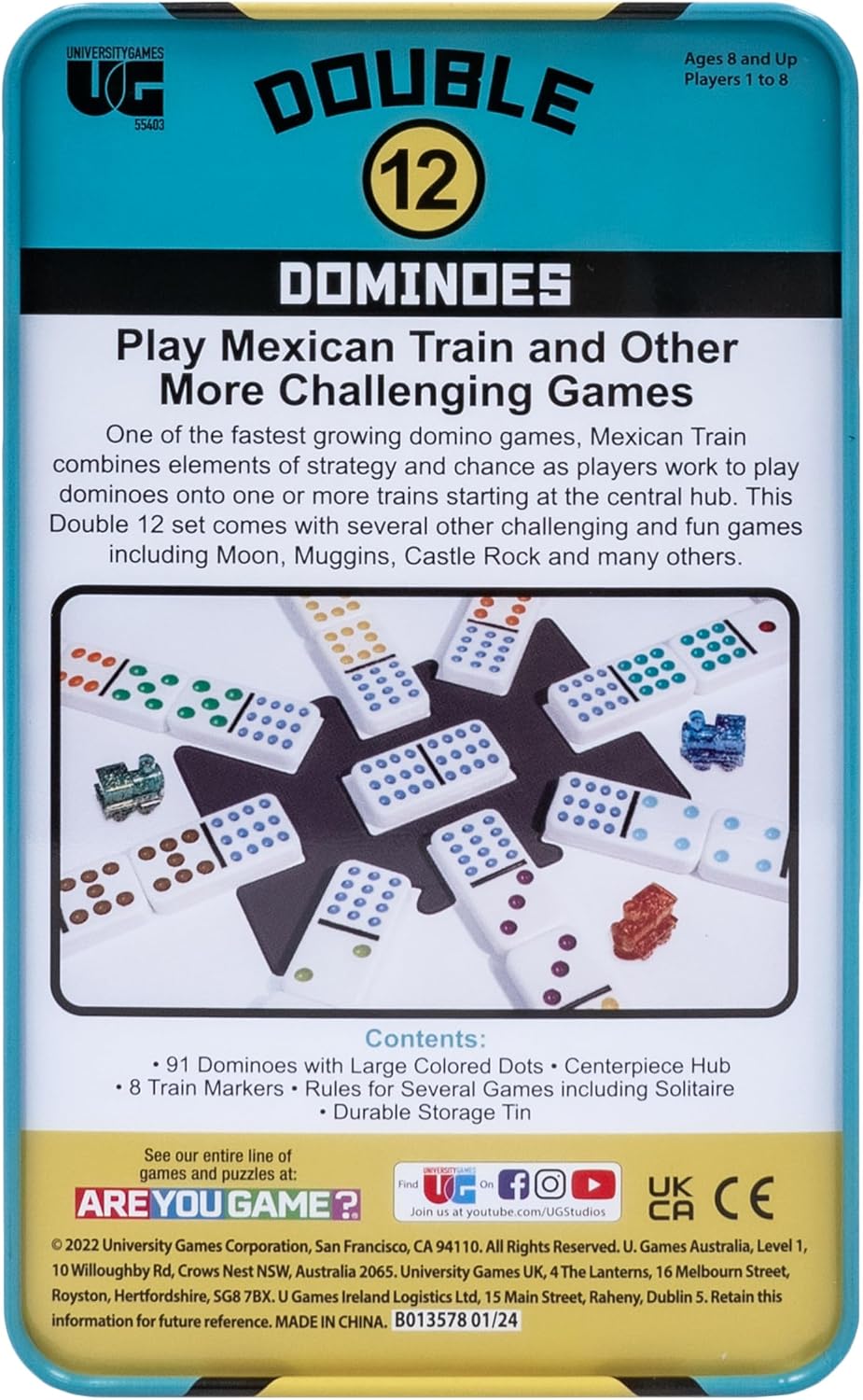 Front Porch Classics | Mexican Train Domino Set in Wooden Collector Box from Front Porch Classics for 2 to 8 Players Ages 8 and Up