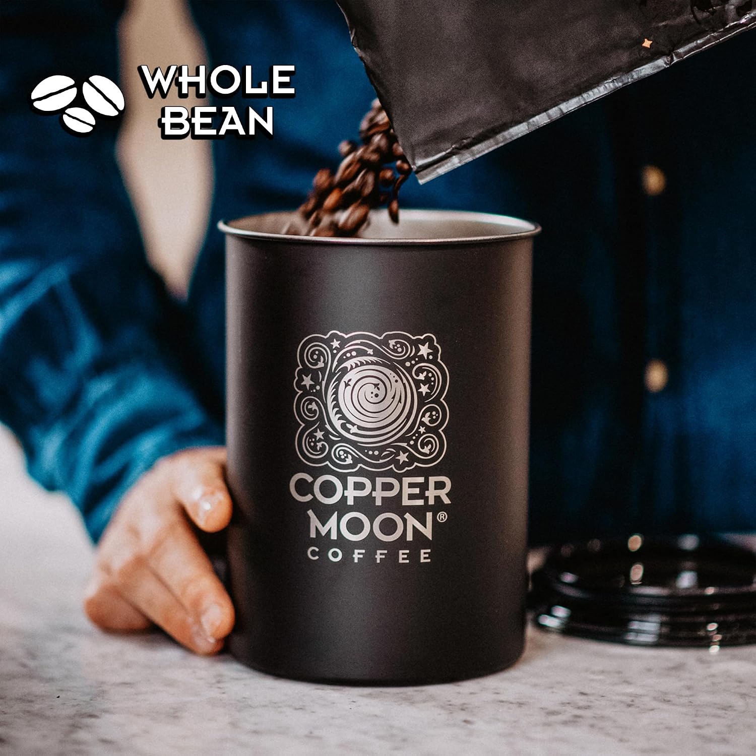 Copper Moon Whole Bean Coffee, Dark Roast, Sumatra, 2 lb | 2 Pound Bag, Vegan, Allergen Free, Non-GMO, Kosher, Vegetarian, Small Batch Roasted