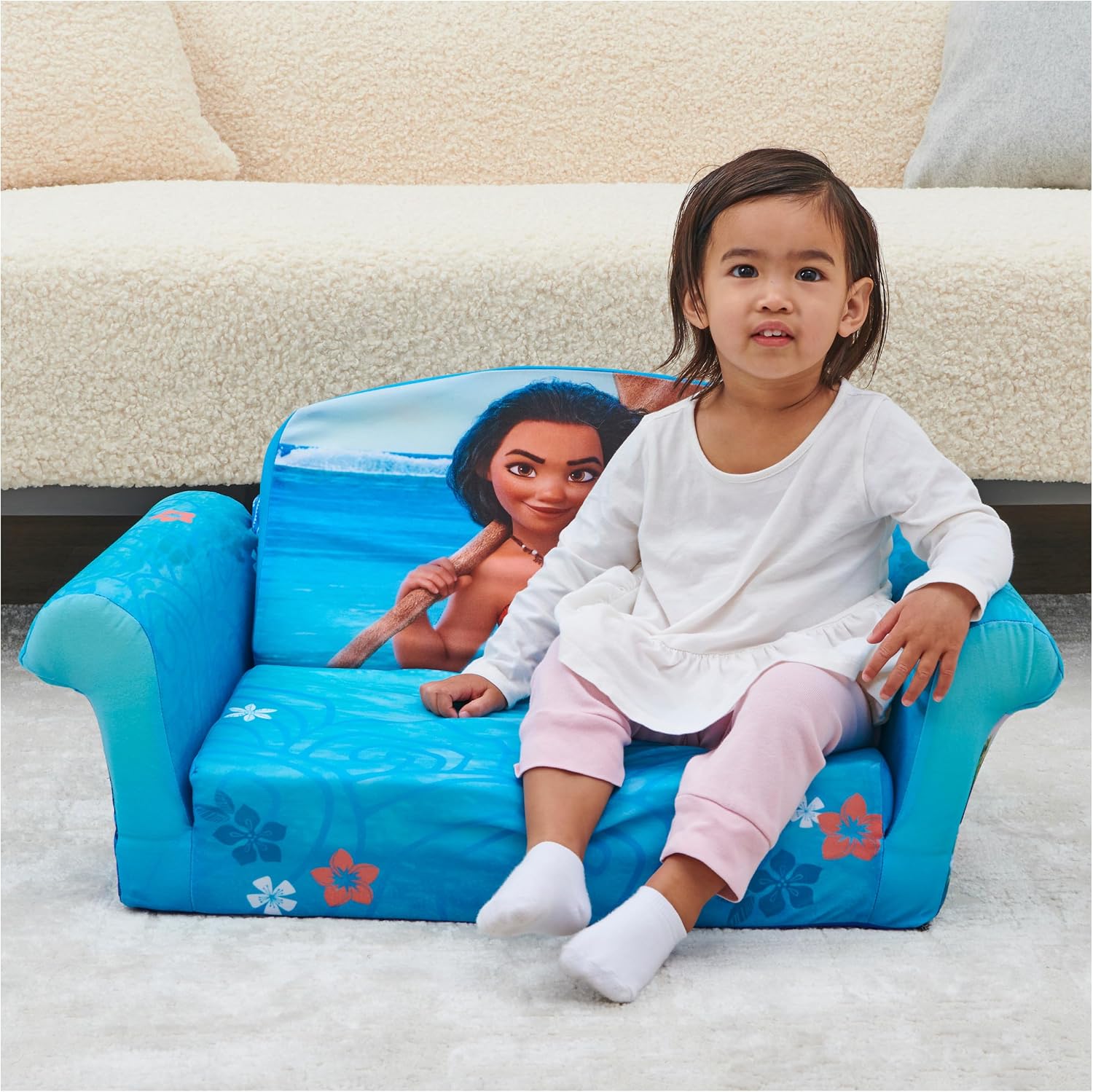 Marshmallow Furniture, Children's 2 in 1 Flip Open Foam Sofa, Minnie Mouse, by Spin Master | Pullout Foam Sleeper for Folding Lounging, Sitting, and Napping for Toddlers & Kids, Bedroom and Playroom Use