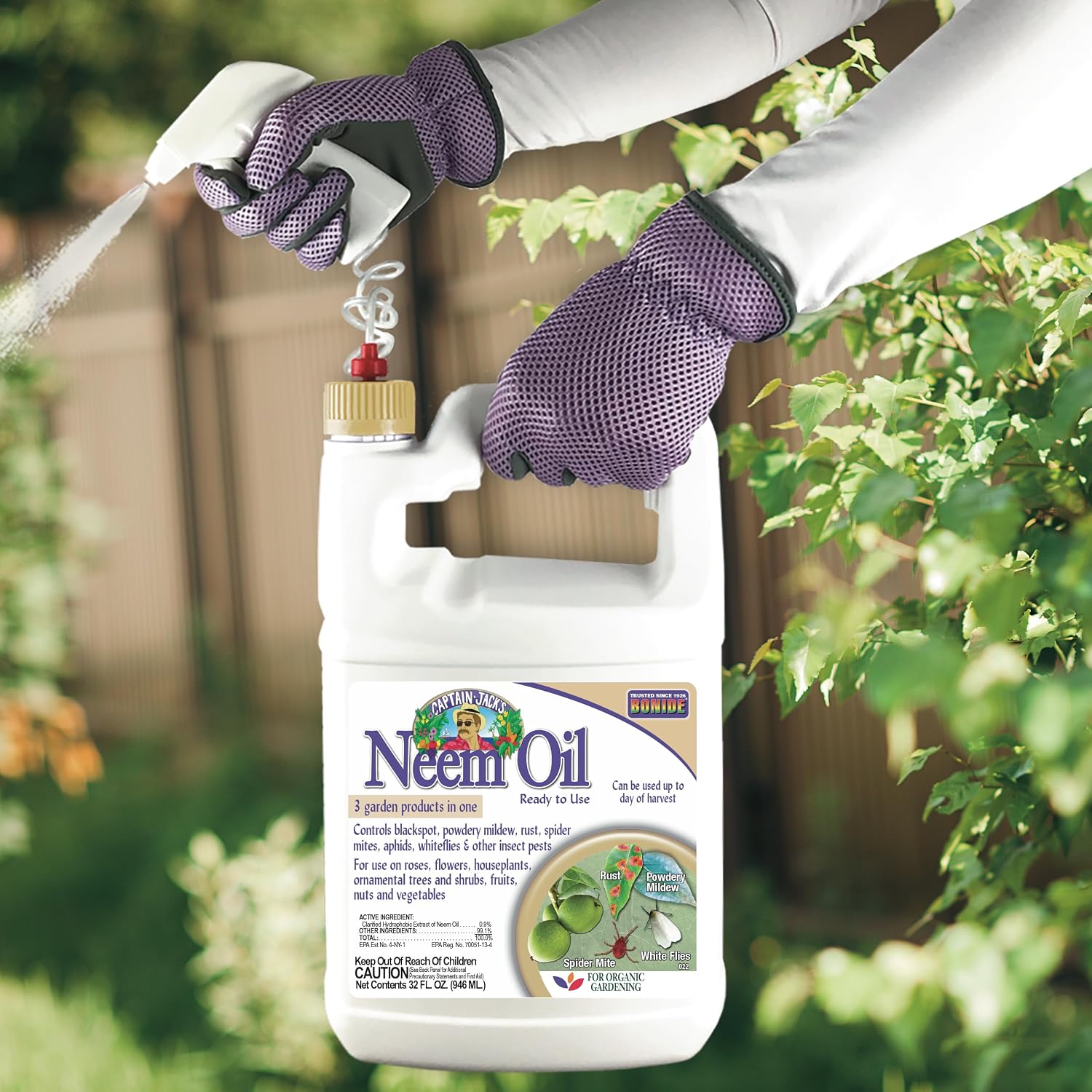Bonide Captain Jack's Neem Oil, 32 oz Ready-to-Use Spray, Multi-Purpose Fungicide, Insecticide and Miticide for Organic Gardening | Multi-Purpose Fungicide, Insecticide and Miticide, For Plants, For Organic Gardening