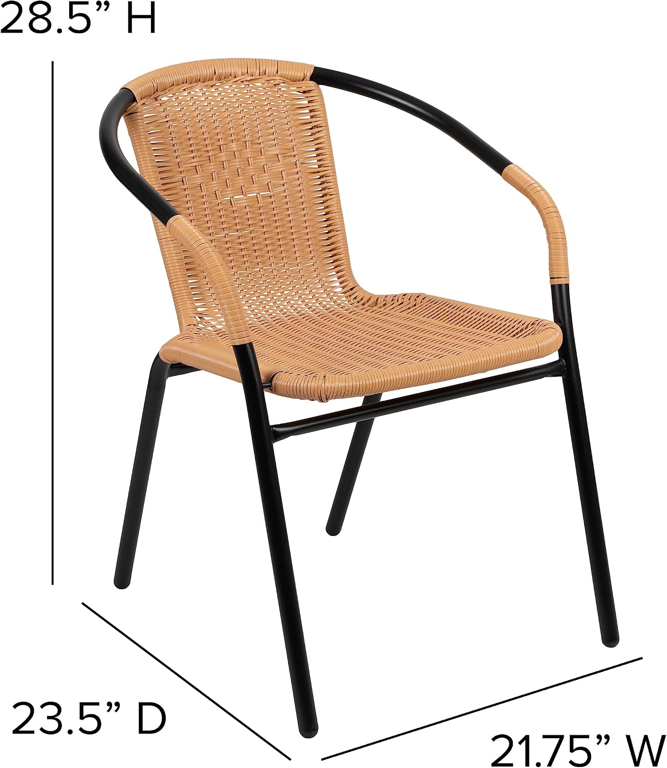 Flash Furniture Lila Modern Rattan Indoor/Outdoor Stackable Dining Chairs, Stacking Rattan Bistro Chairs for Patio or Restaurant, Set of 4, Brown | Commercial Grade, Indoor/Outdoor Use