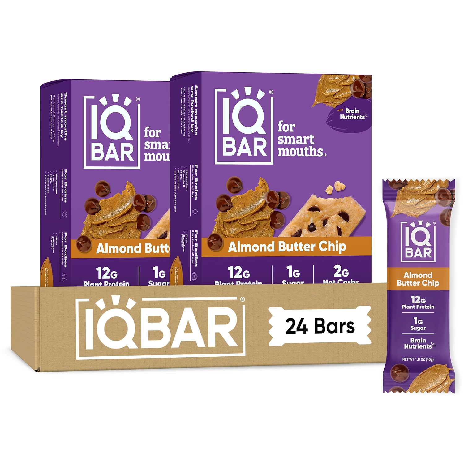 IQBAR Clean Protein Bars, Low Sugar Keto, Banana Nut 12-Count