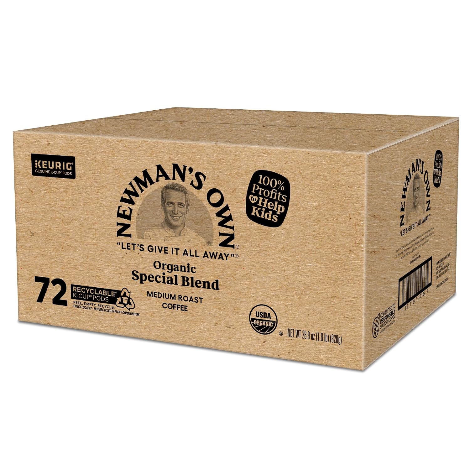 Newman's Own Organics Special Blend Keurig Single-Serve K-Cup Pods, Medium Roast Coffee, 96 Count