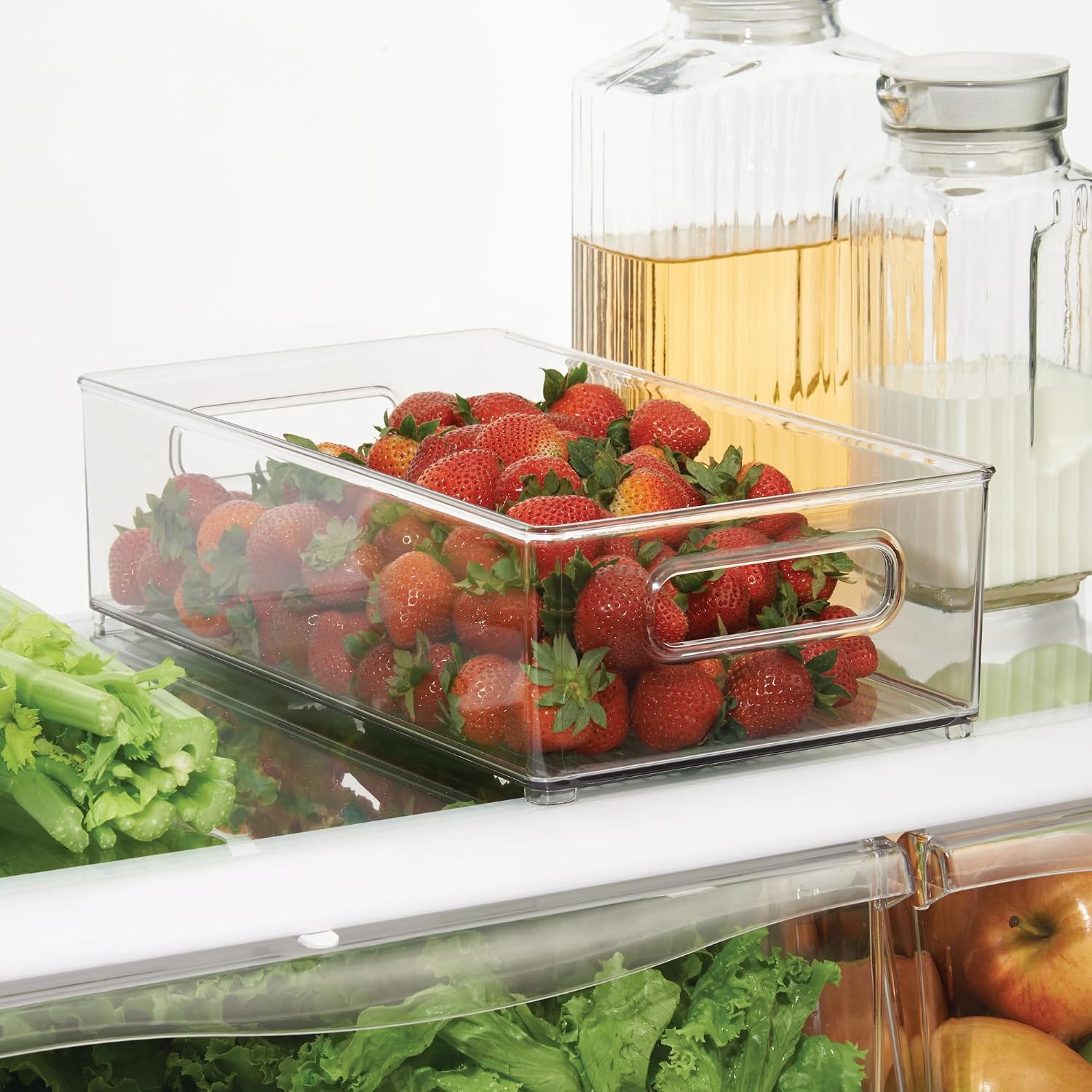 iDesign Stackable Fridge Bin | Storage Bin for Freezer or Pantry Organization, Clear, Made in USA