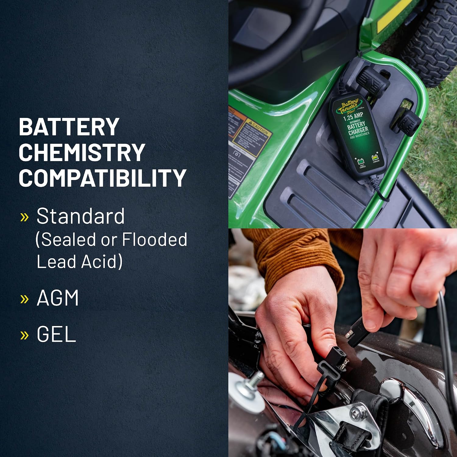 Battery Tender Plus 12V - 1.25 AMP Battery Charger and Maintainer - 022-0185G-DL-WH