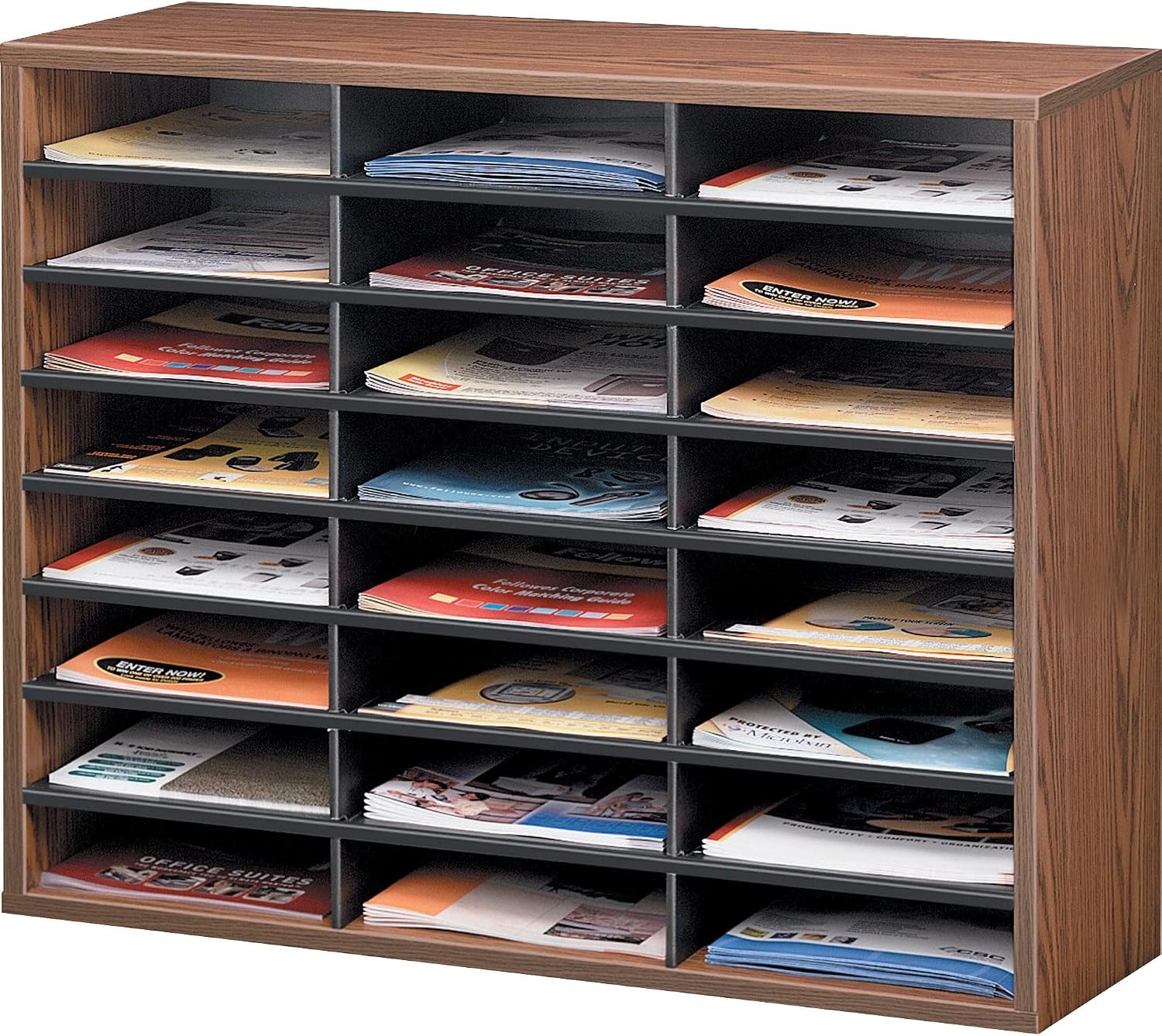 Fellowes 24-Compartment Literature Organizer, Letter Size, Medium Oak (25043)