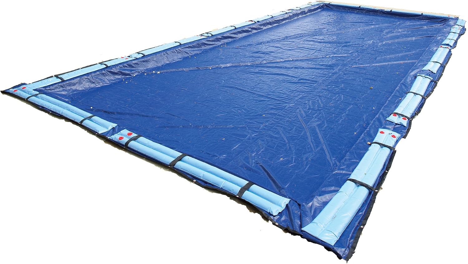Blue Wave Arctic Armor 14x28-ft Rectangular In-Ground Pool Winter Cover | Solid polyethylene, black underside, heat-sealed seams, grommets, cable, winch, 5-ft overlap, 15-yr support, blocks debris
