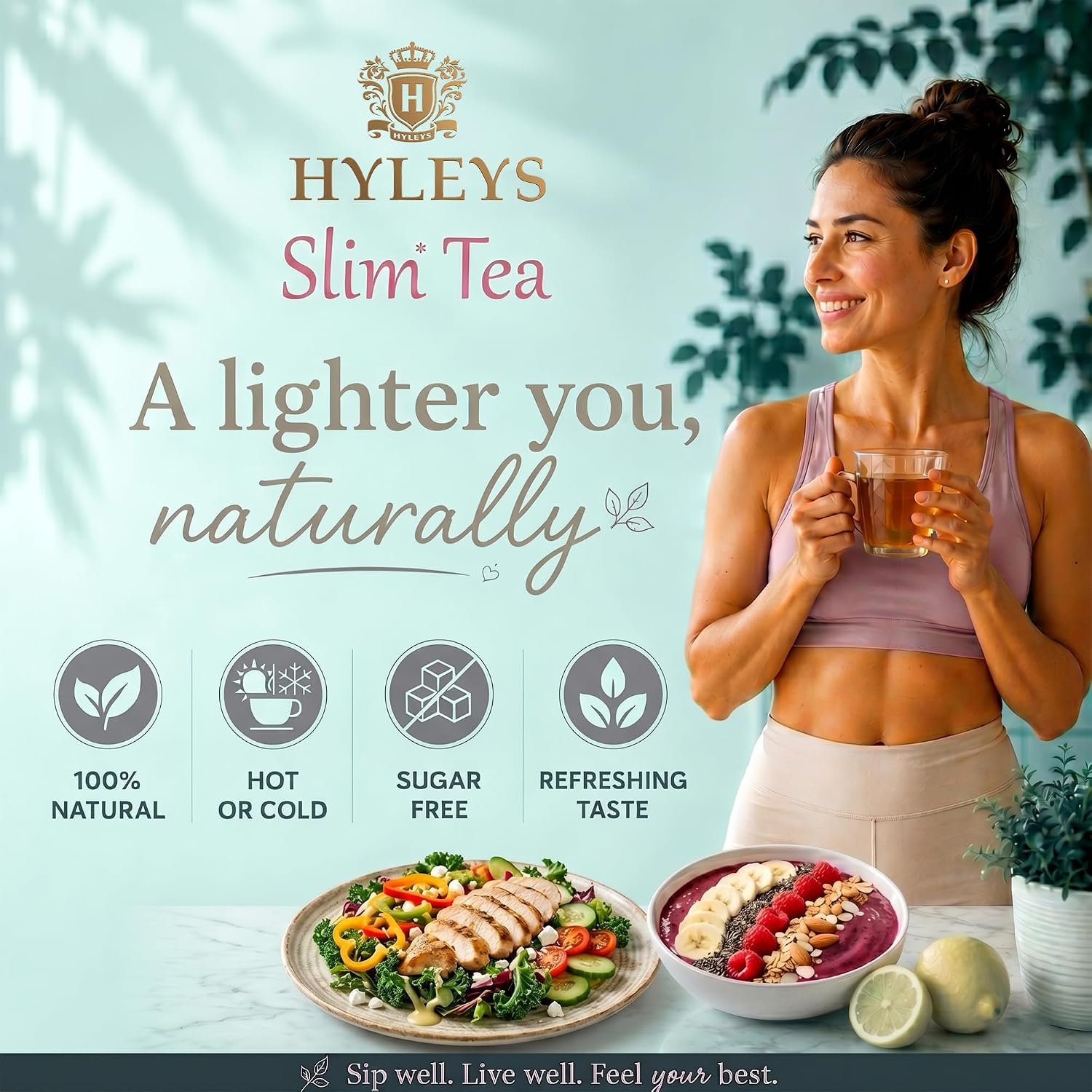 HYLEYS Slim Tea Goji Berry, Weight Loss Detox, Slimming Diet Tea, 25 Bags | Green Tea, Senna Detox & Cleanse, 3 Natural Ingredients, No Added Sugar, 1-Step Bedtime Routine, Supports Digestion