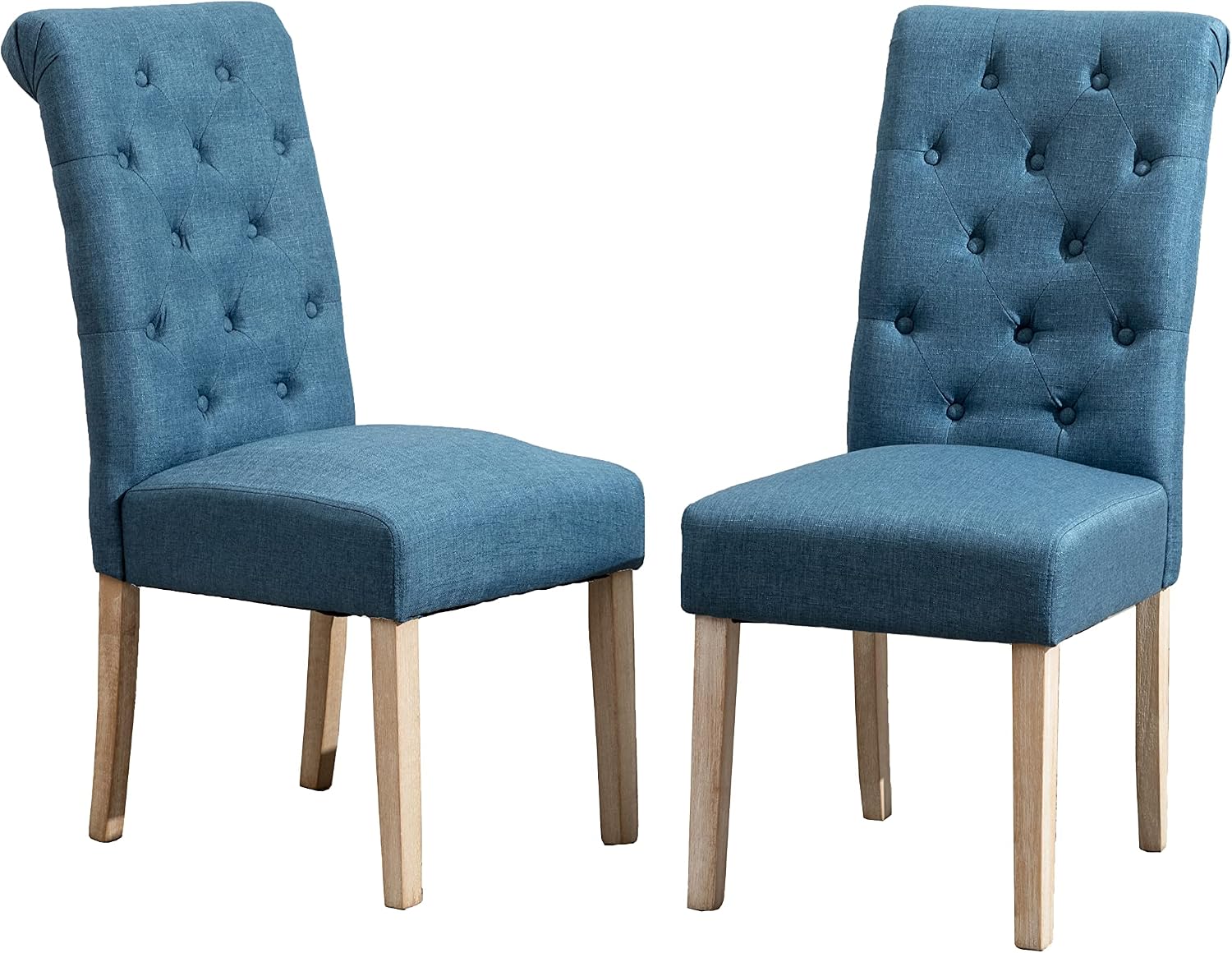 Roundhill Furniture Habit Solid Wood Tufted Parsons Dining Chair (Set of 2), Tan